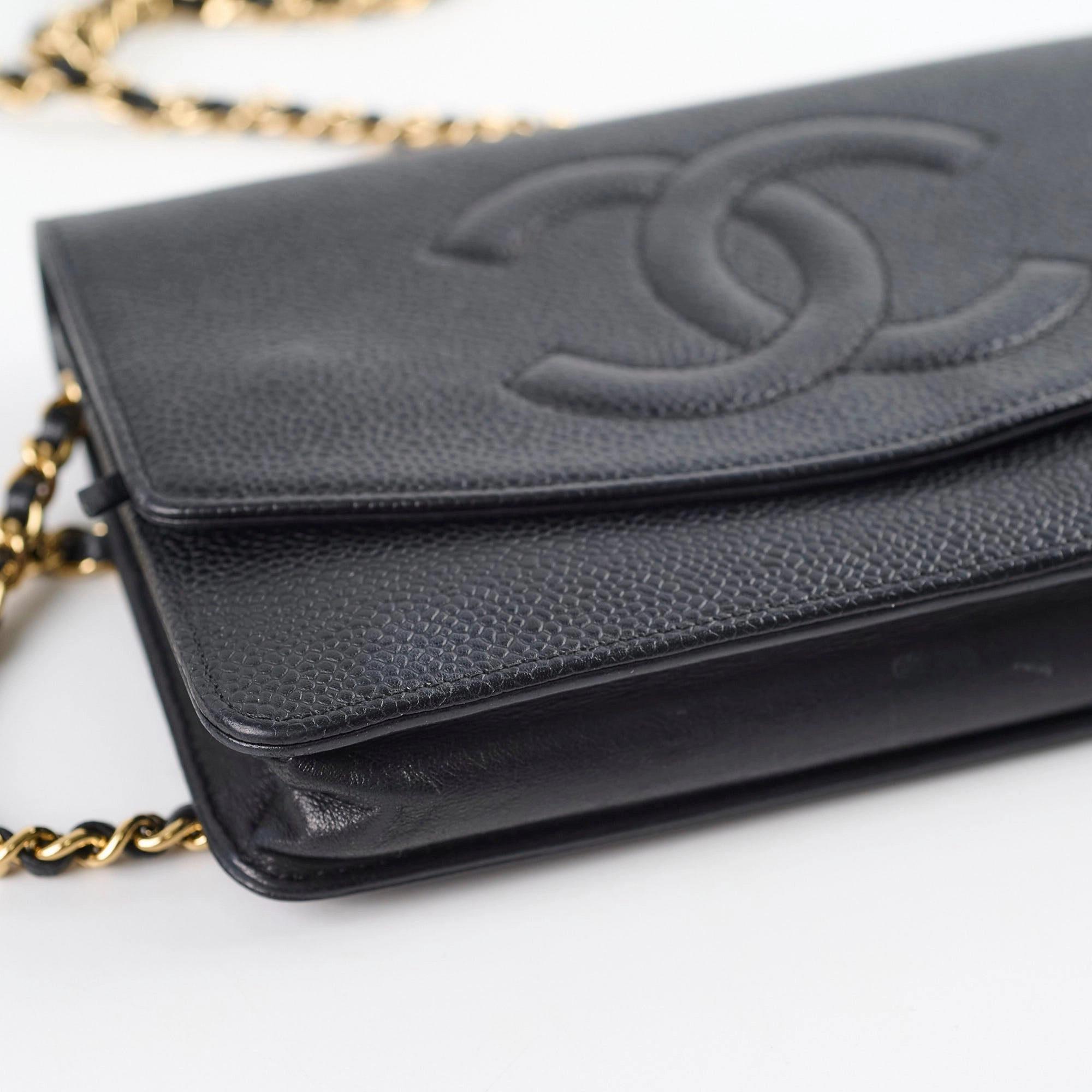 Chanel CC Logo Wallet On Chain WOC Black