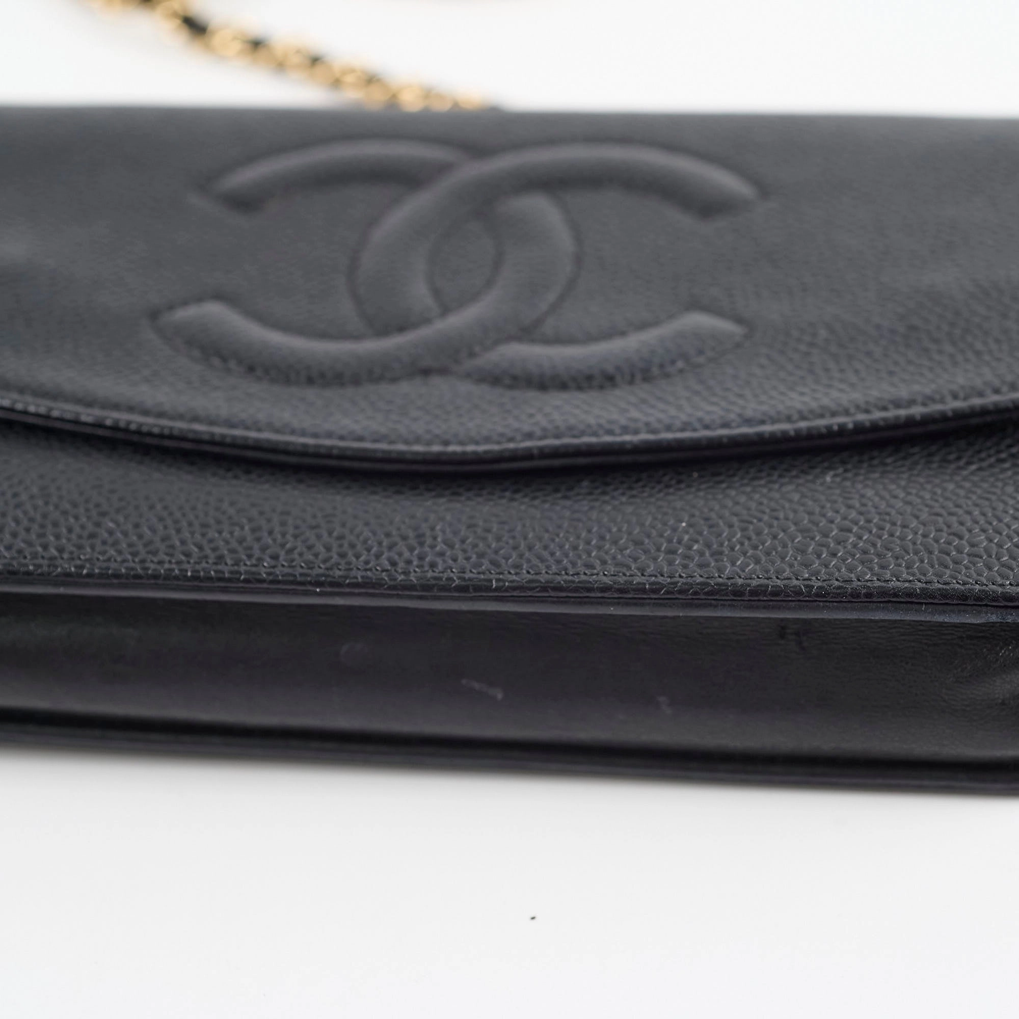 Chanel CC Logo Wallet On Chain WOC Black