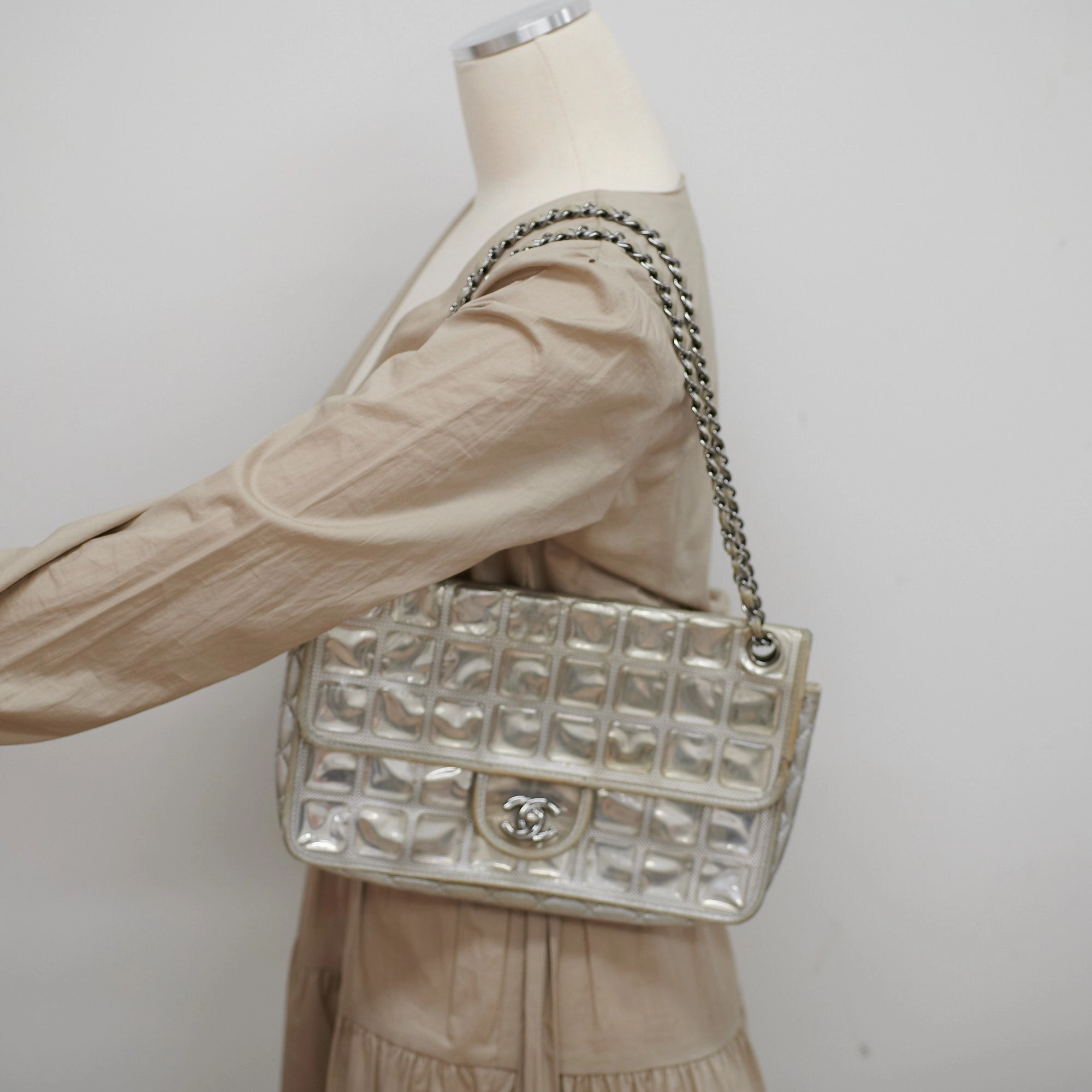 Chanel CC Turnlock Ice Cube Flap Silver
