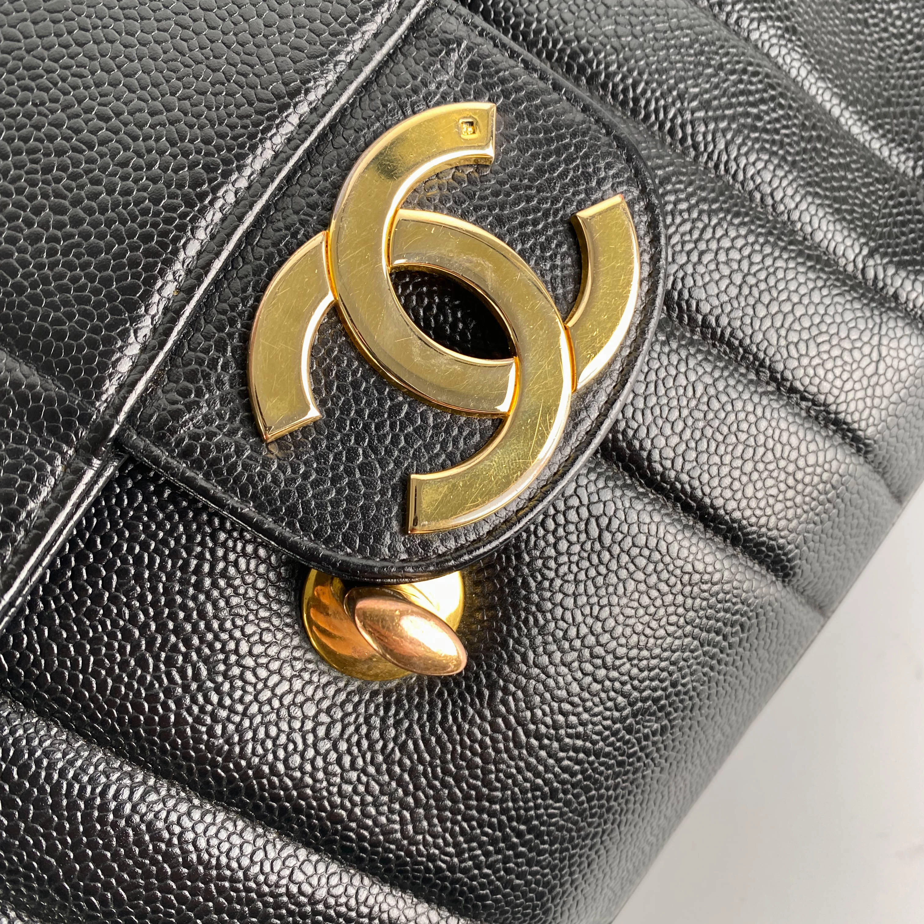 Chanel CC Vertical Jumbo Flap Caviar Black