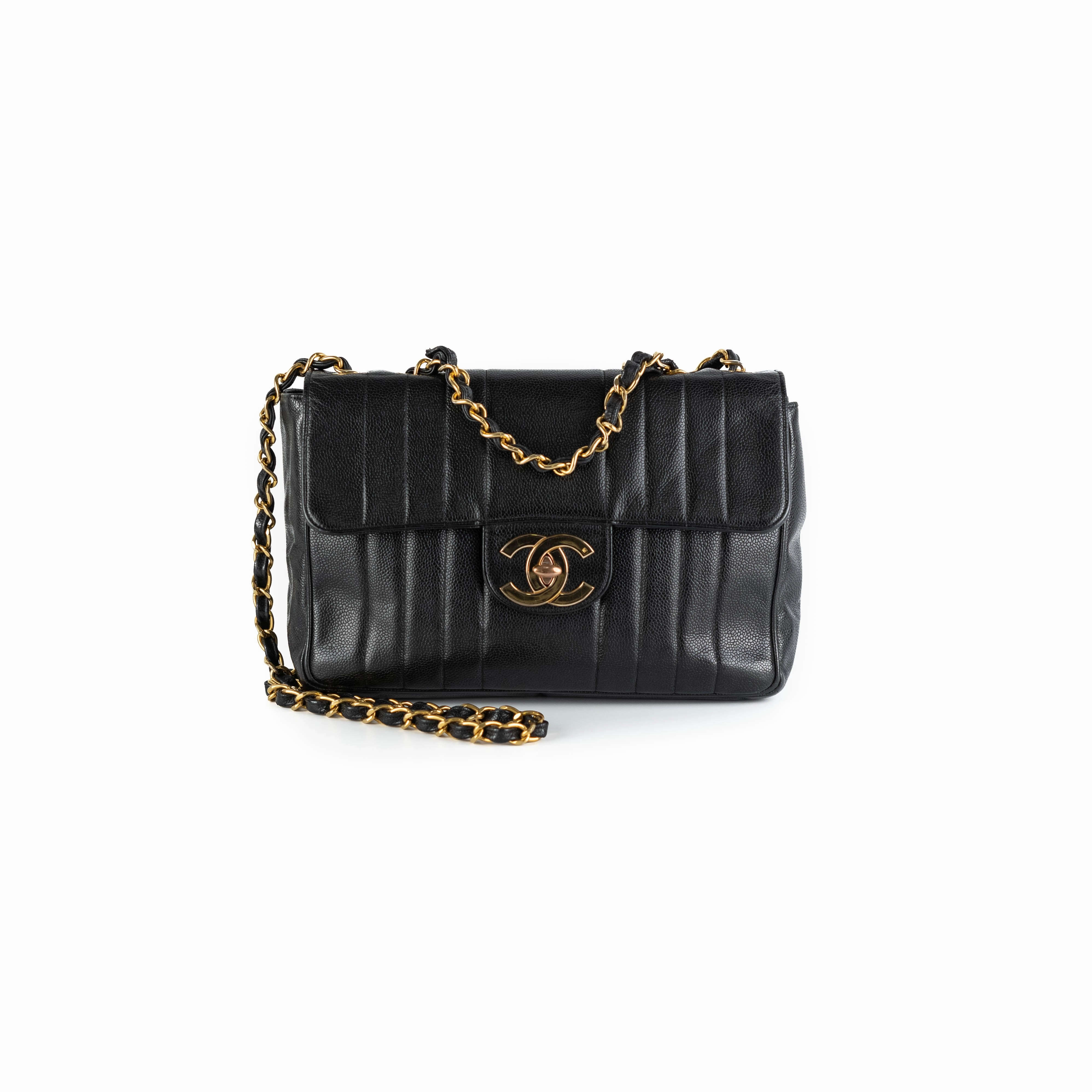 Chanel CC Vertical Jumbo Flap Caviar Black