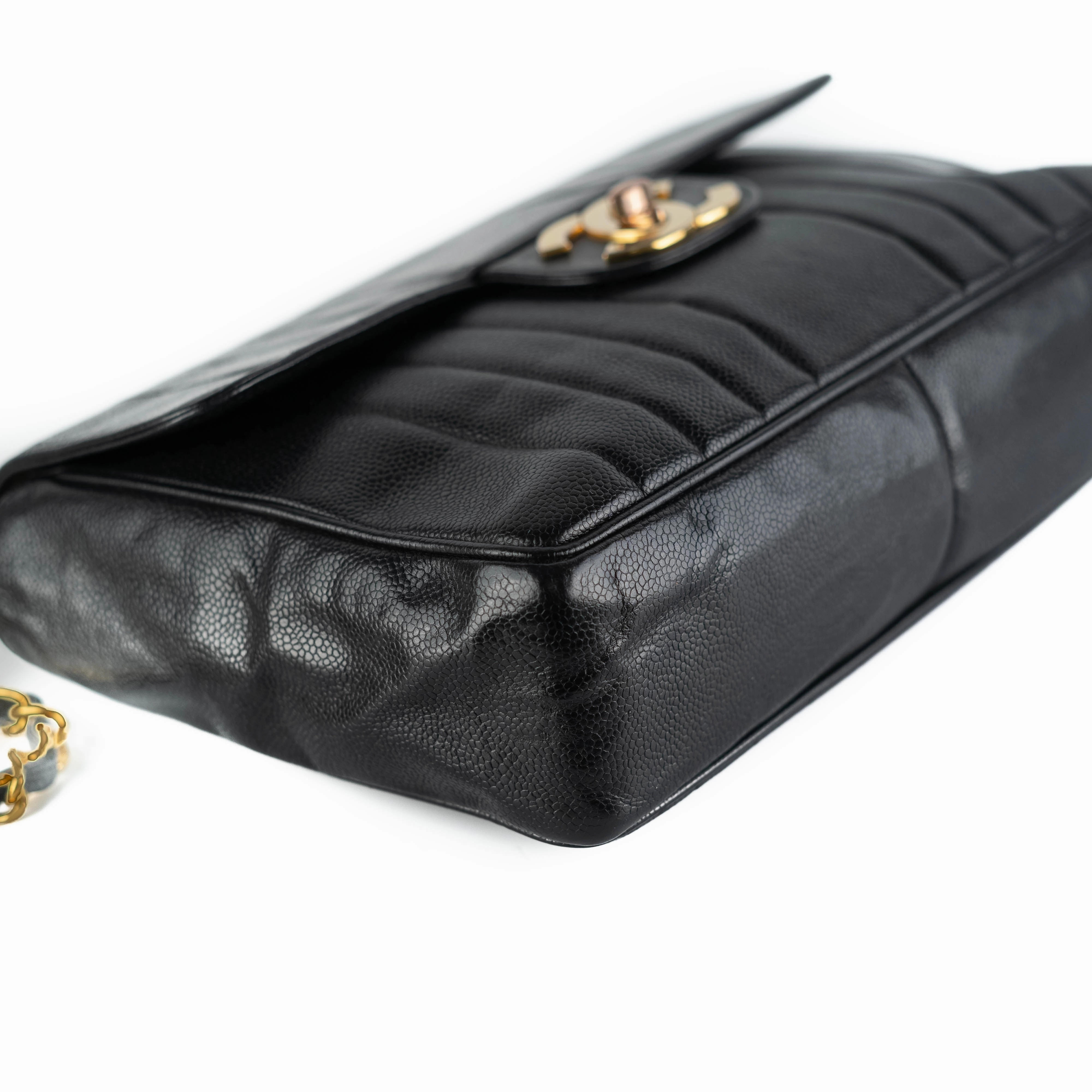 Chanel CC Vertical Jumbo Flap Caviar Black
