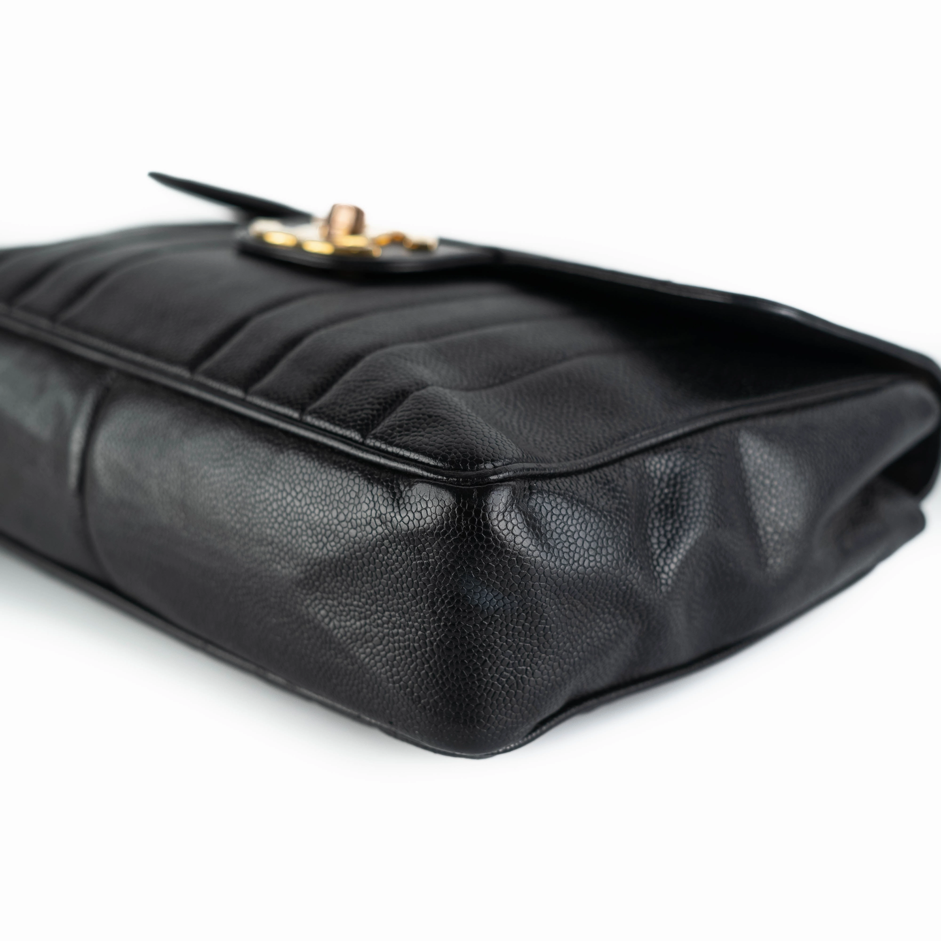 Chanel CC Vertical Jumbo Flap Caviar Black