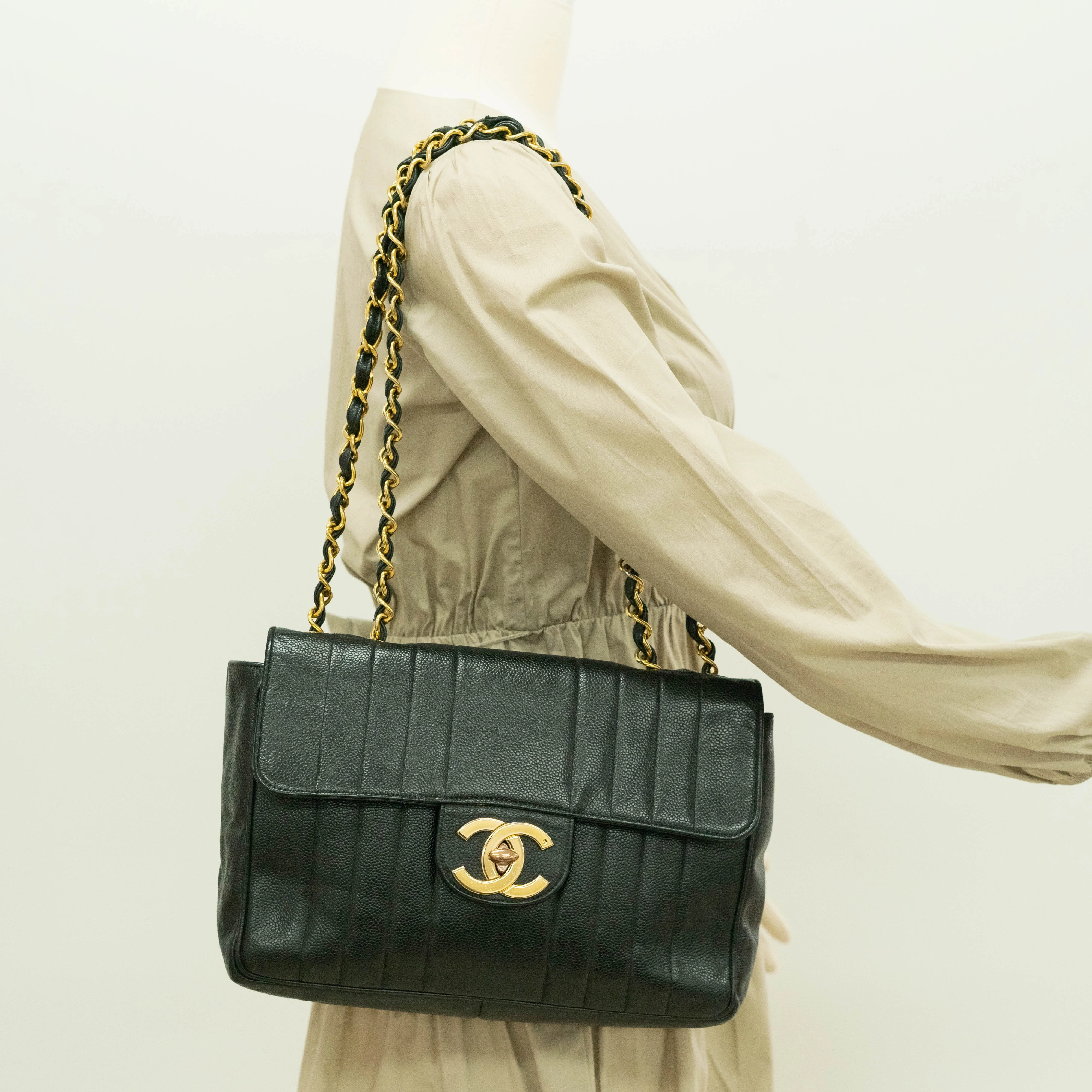 Chanel CC Vertical Jumbo Flap Caviar Black