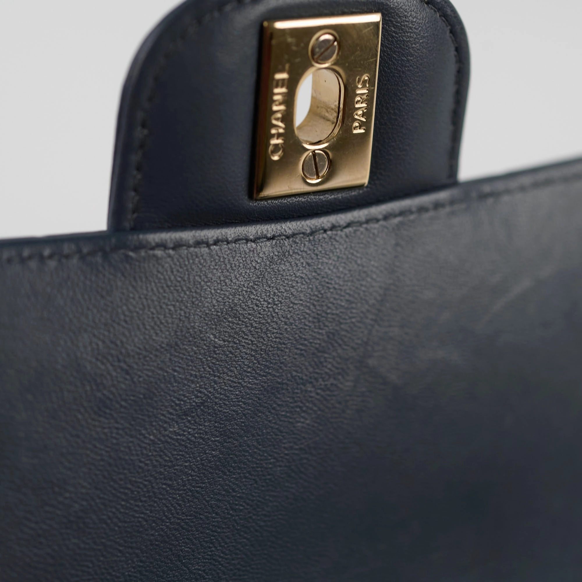 Chanel Chevron Mini Rectangular Classic Flap Dark Grey/Blue