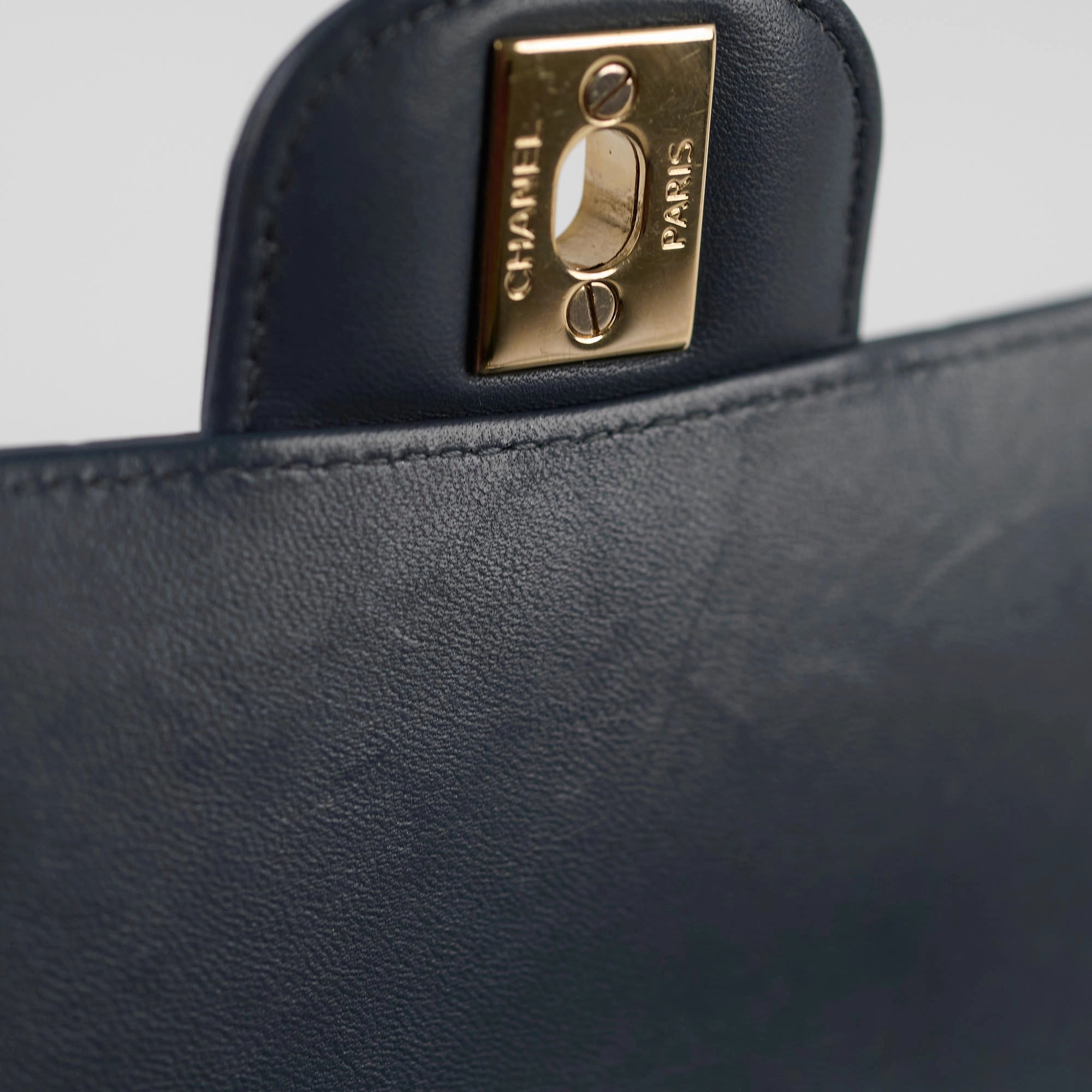 Chanel Chevron Mini Rectangular Classic Flap Dark Grey/Blue