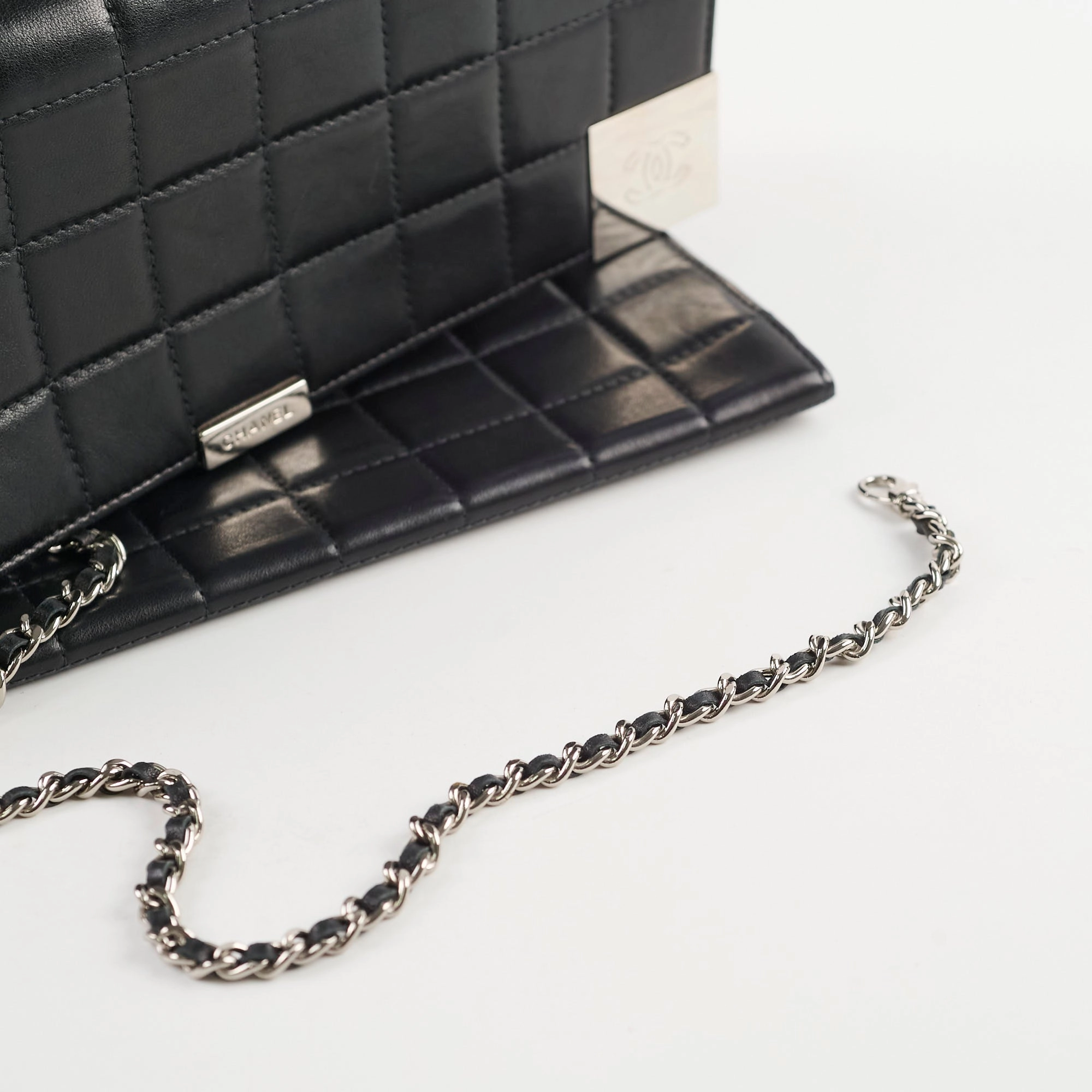 Chanel Chocolate Bar Wallet on Chain WOC Black Lambskin