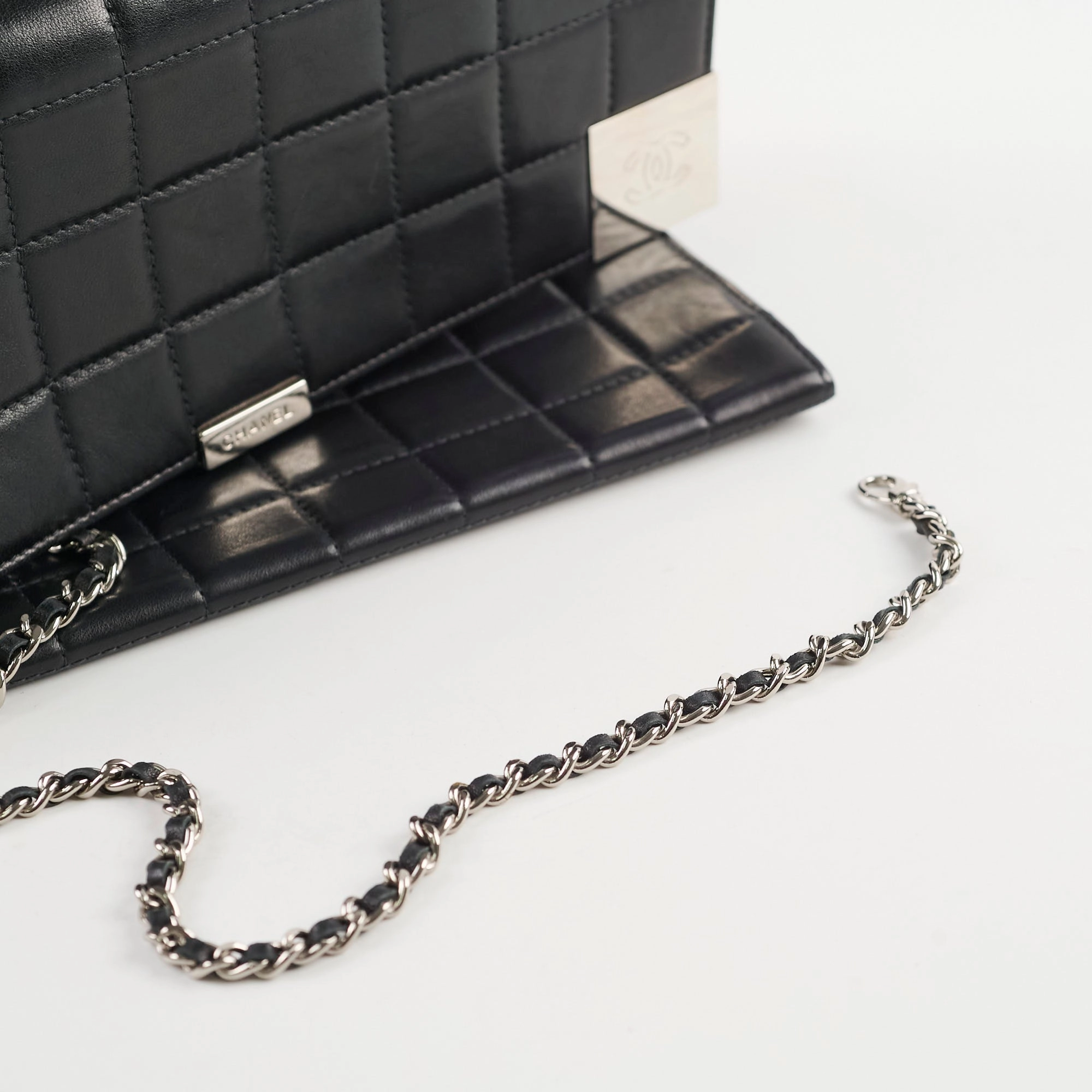 Chanel Chocolate Bar Wallet on Chain WOC Black Lambskin