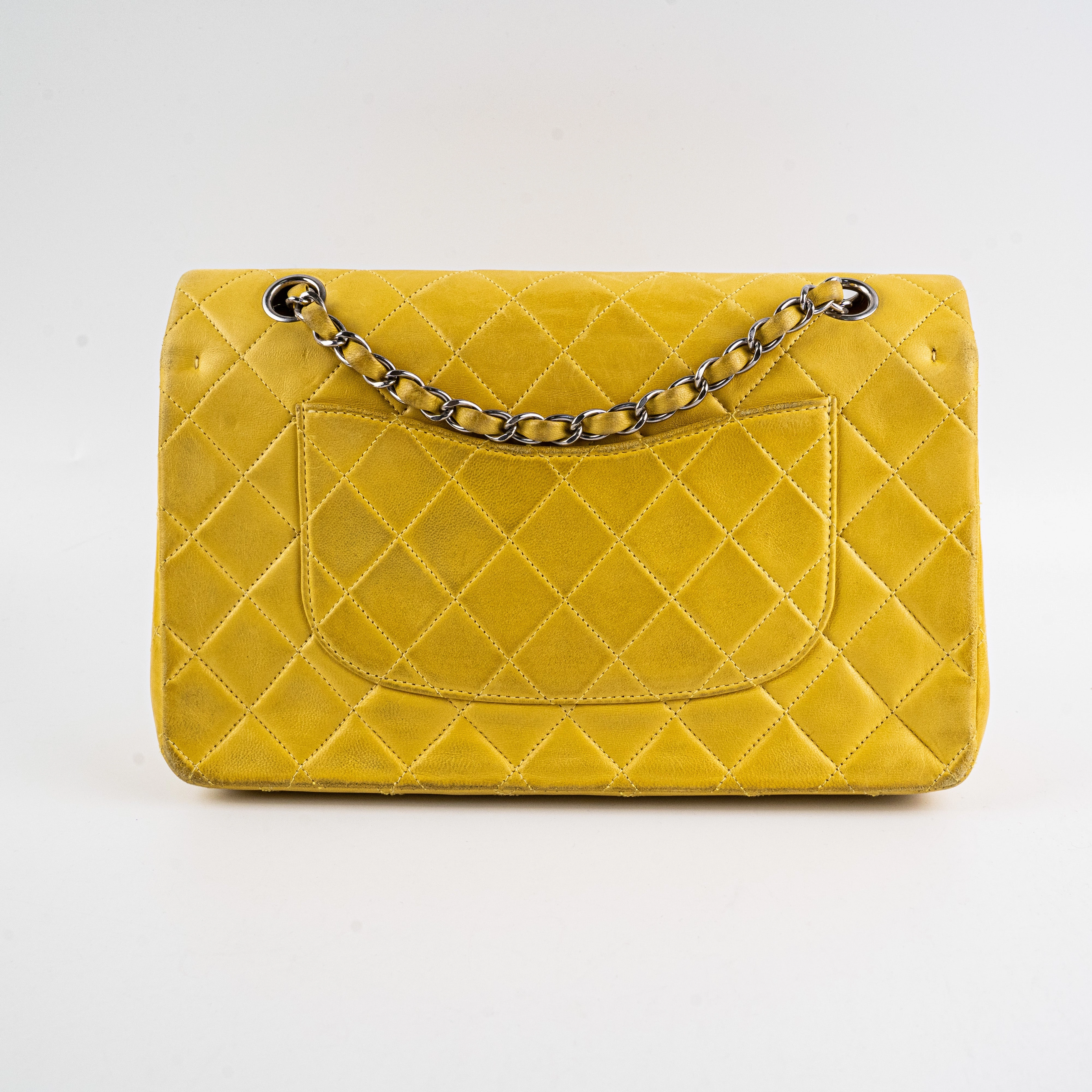 Chanel Classic Flap M/L Yellow Lambskin Bag