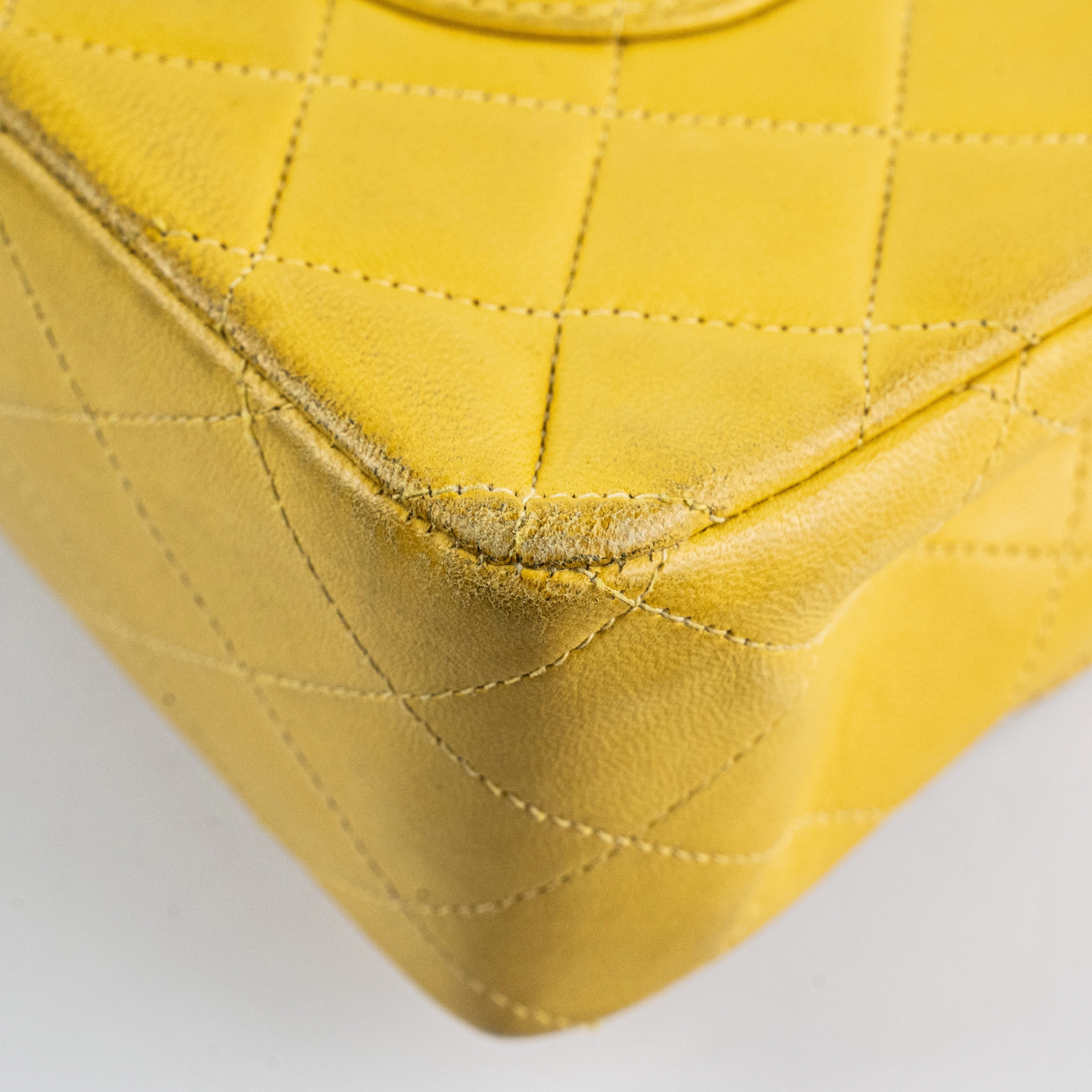 Chanel Classic Flap M/L Yellow Lambskin Bag