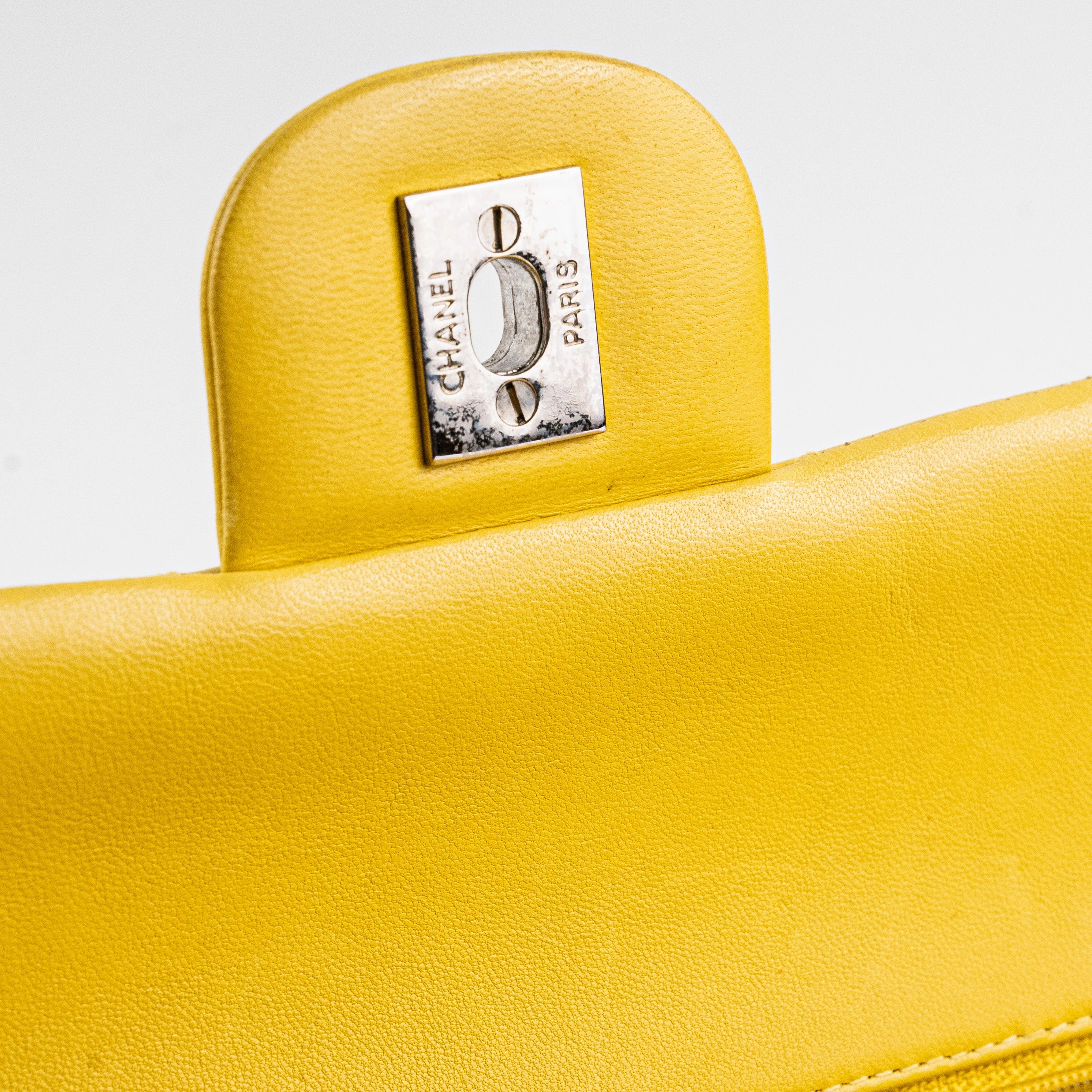 Chanel Classic Flap M/L Yellow Lambskin Bag