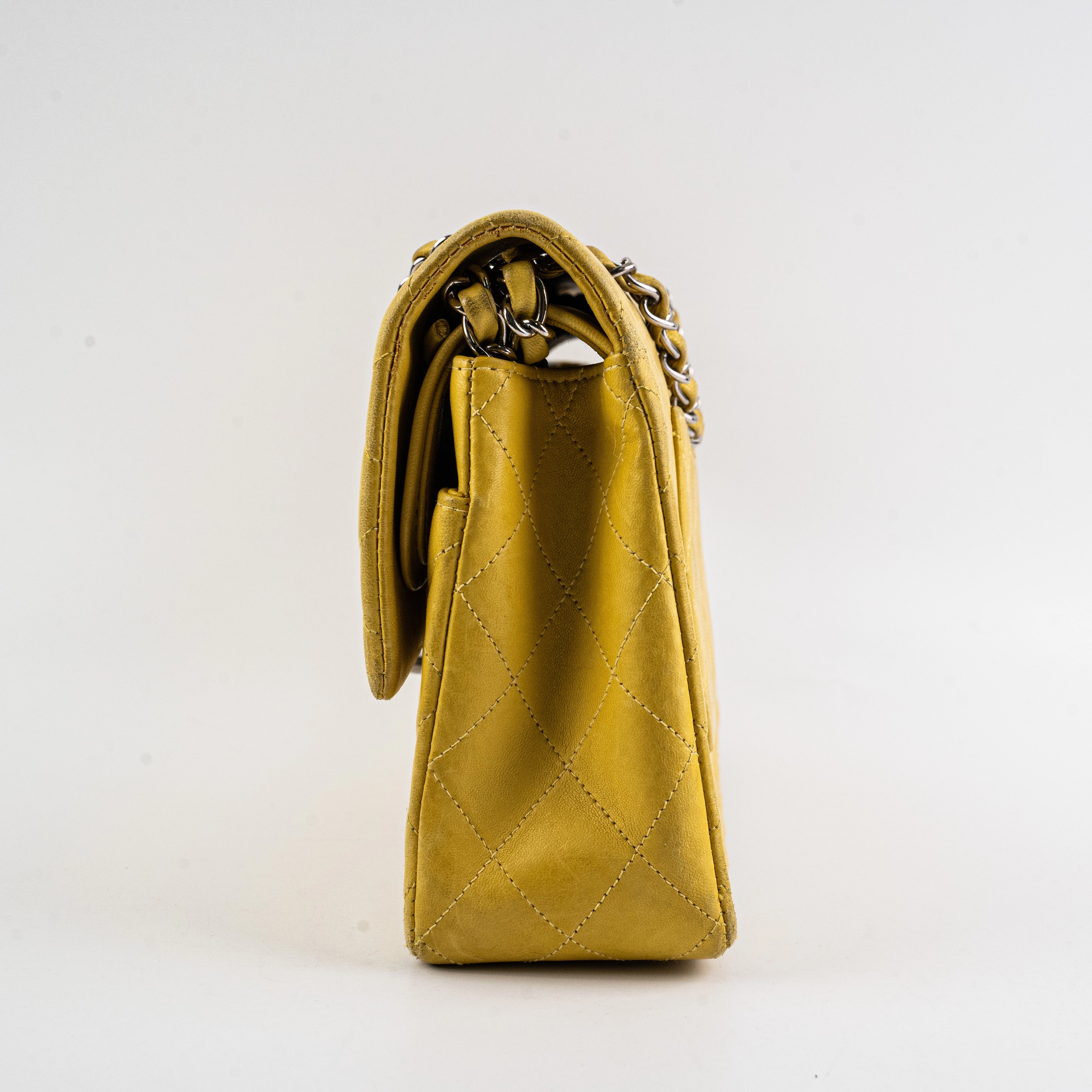 Chanel Classic Flap M/L Yellow Lambskin Bag