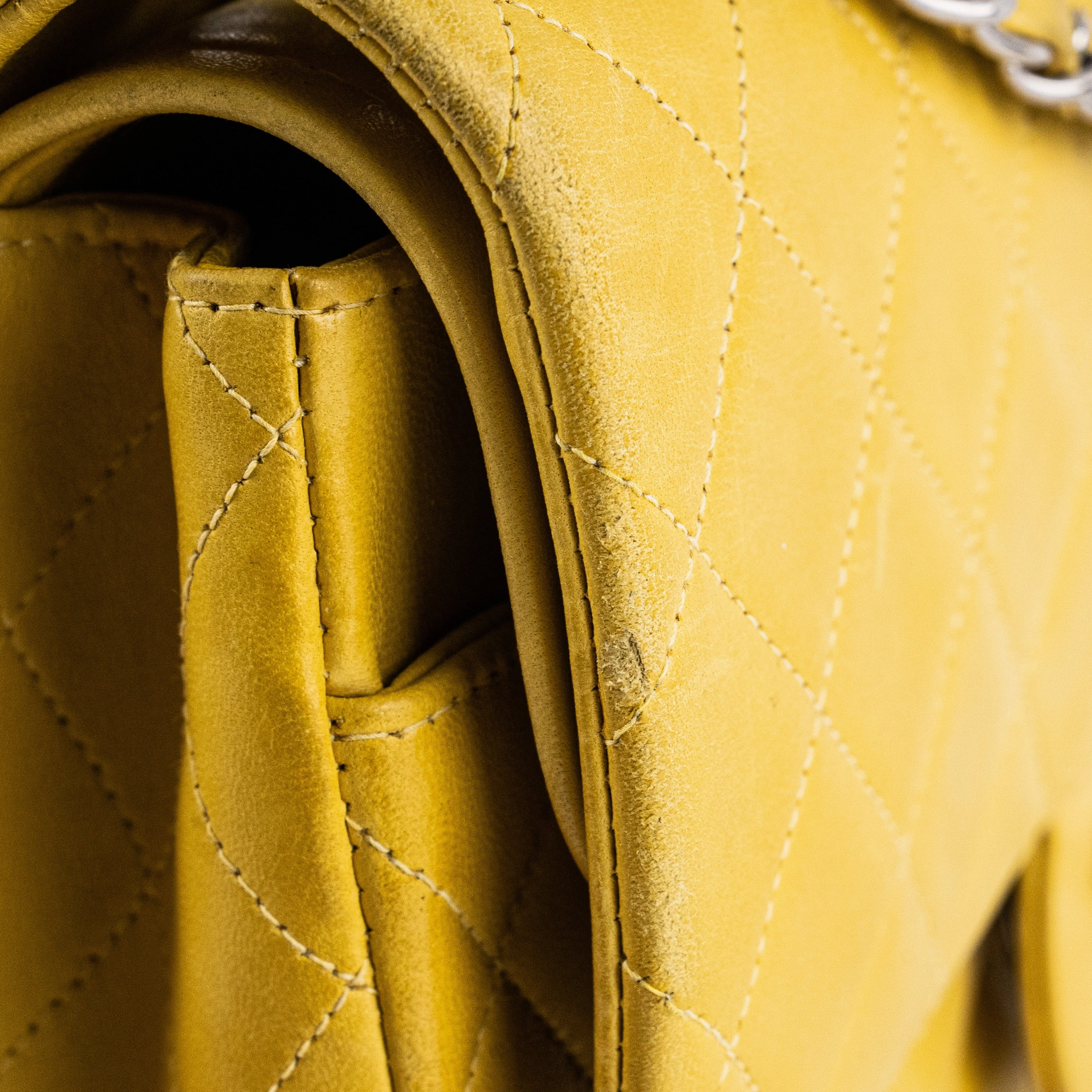 Chanel Classic Flap M/L Yellow Lambskin Bag