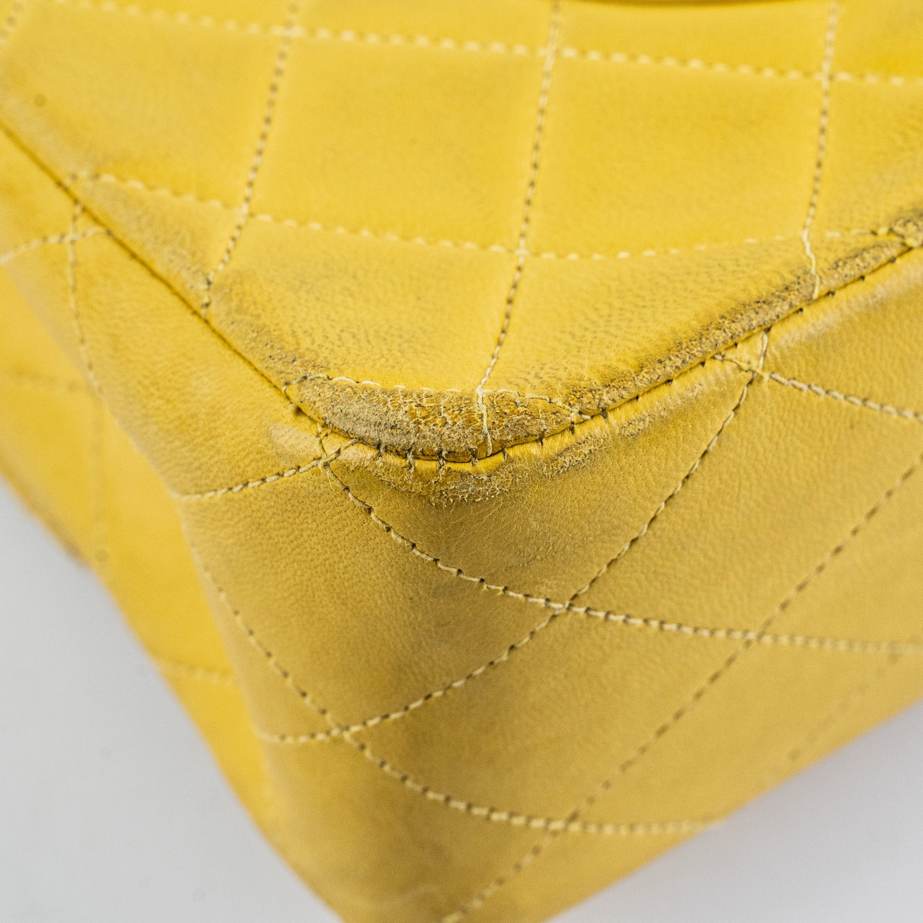 Chanel Classic Flap M/L Yellow Lambskin Bag