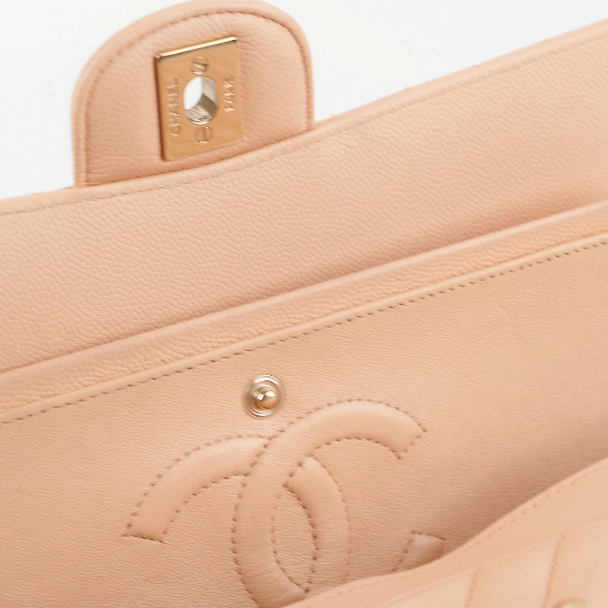 Chanel Classic Flap Medium Beige Clair Caviar Shoulder Bag