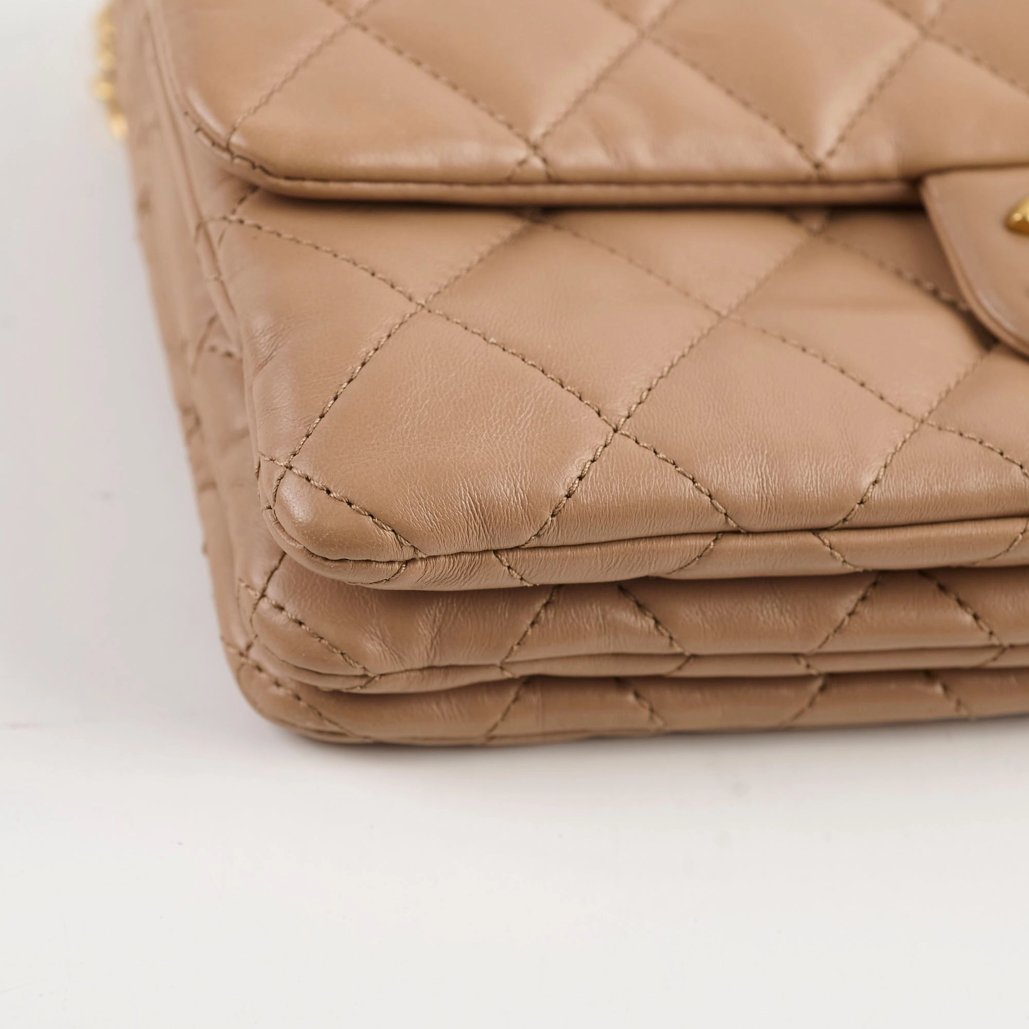 Chanel Dark Beige Flap with Adjustable Chain Lambskin (microchip)