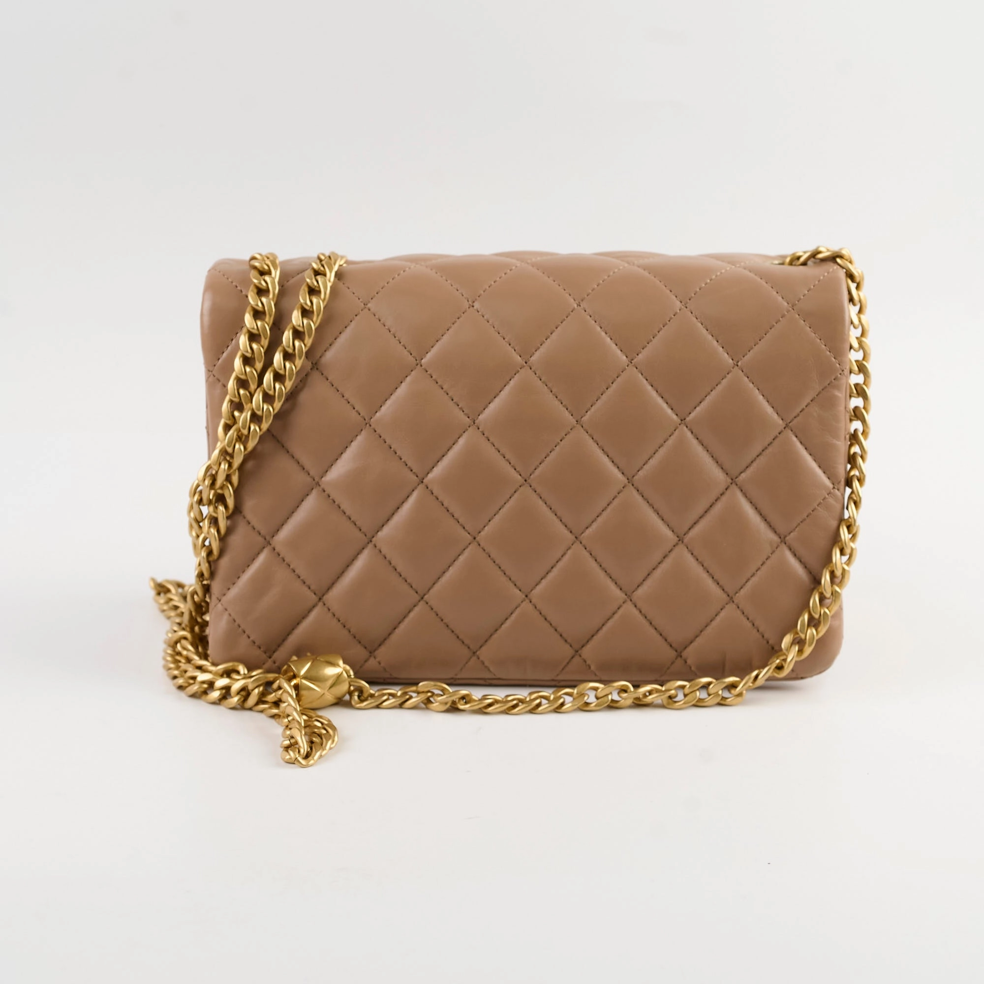 Chanel Dark Beige Flap with Adjustable Chain Lambskin (microchip)
