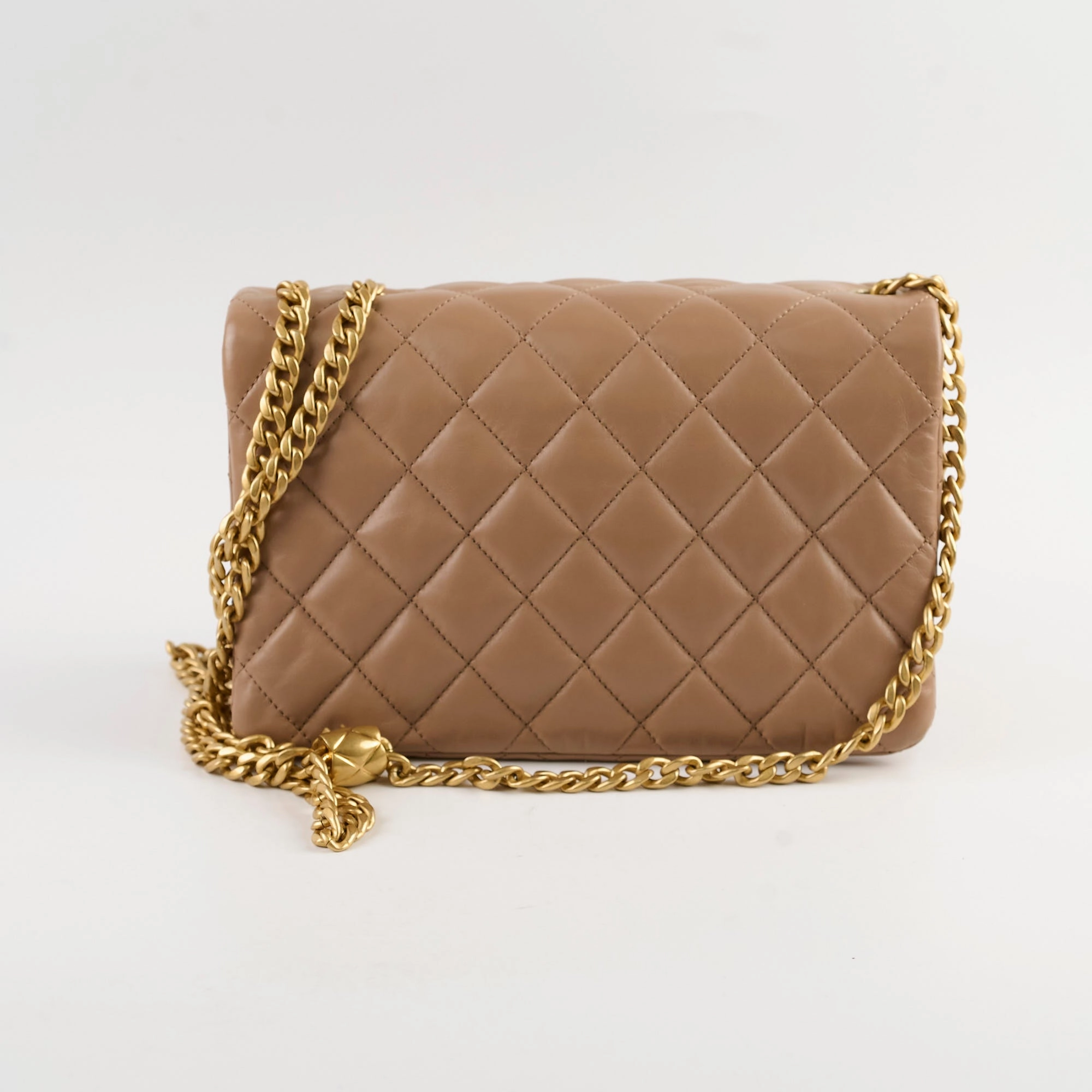 Chanel Dark Beige Flap with Adjustable Chain Lambskin (microchip)