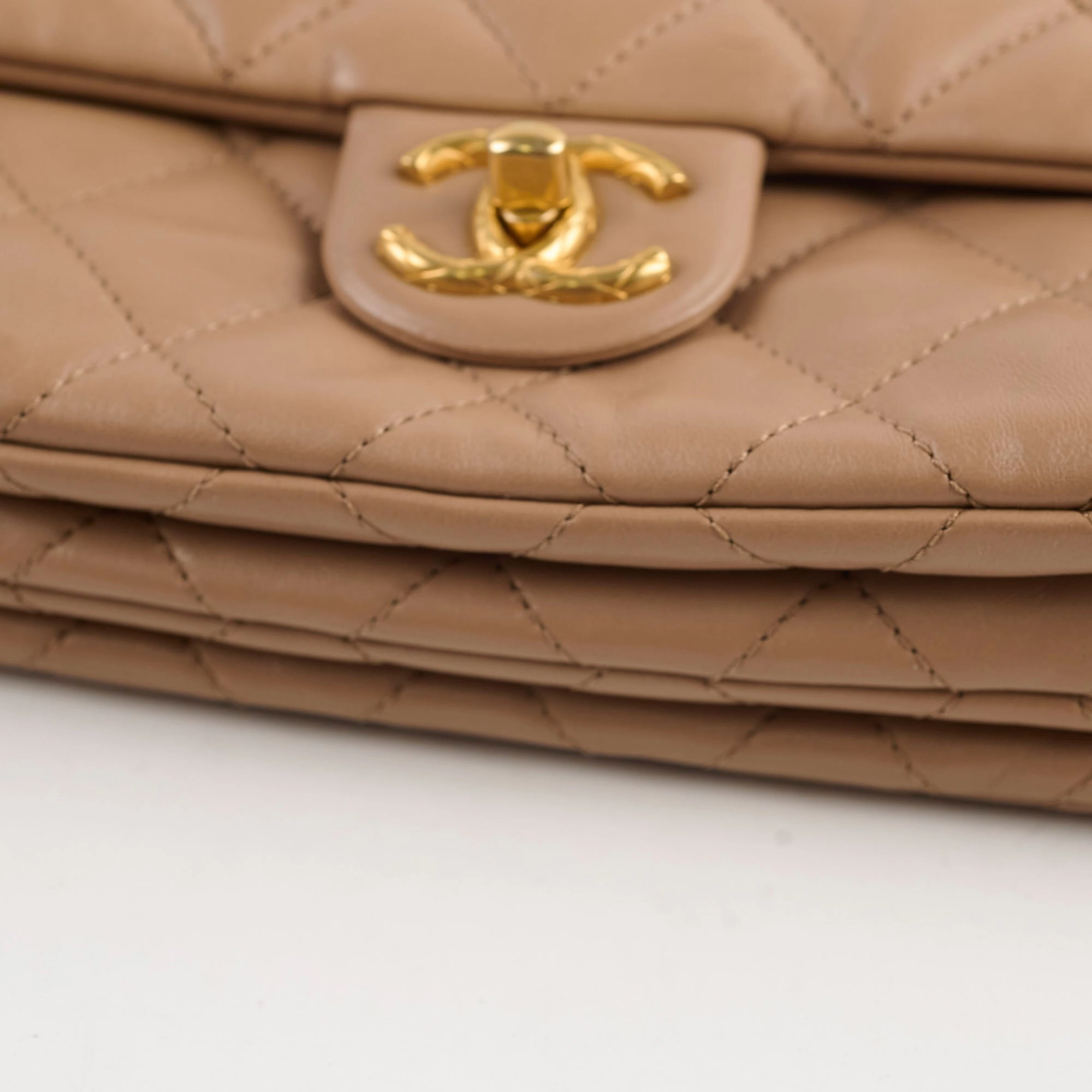 Chanel Dark Beige Flap with Adjustable Chain Lambskin (microchip)