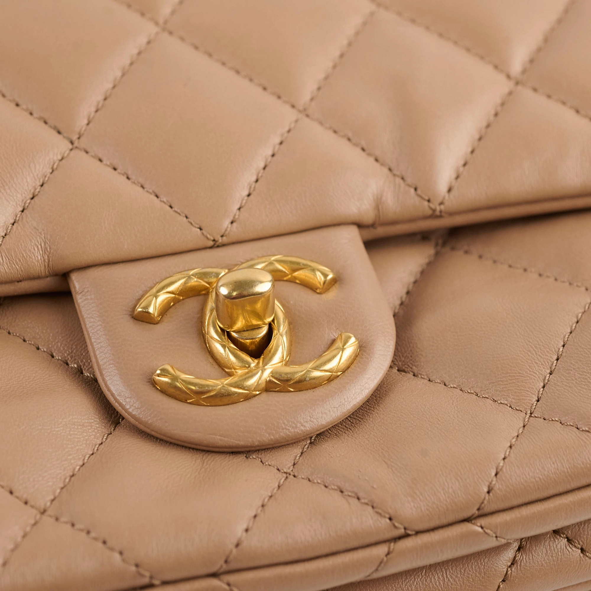 Chanel Dark Beige Flap with Adjustable Chain Lambskin (microchip)