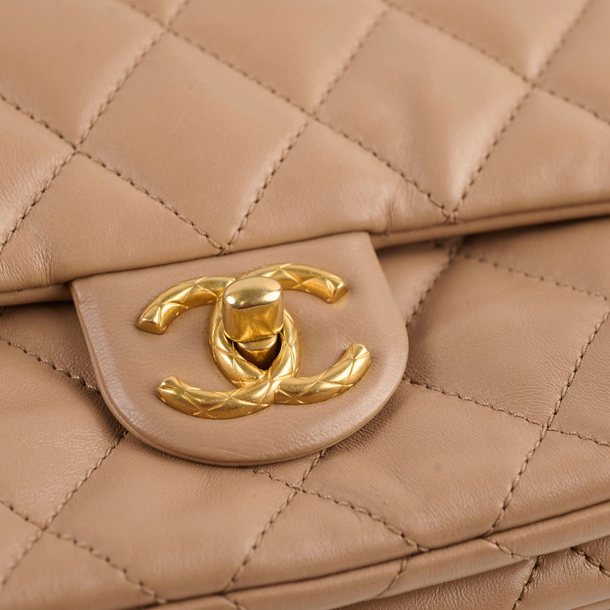 Chanel Dark Beige Flap with Adjustable Chain Lambskin (microchip)