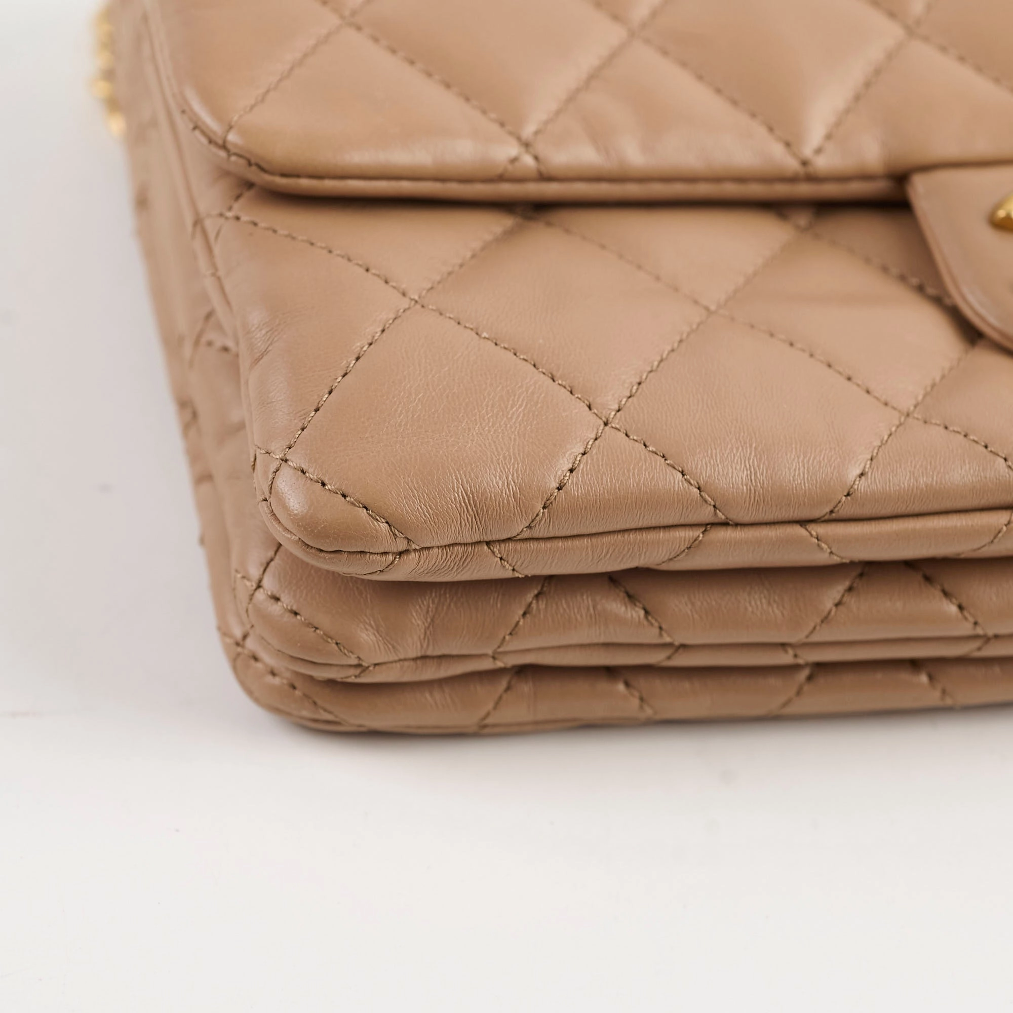 Chanel Dark Beige Flap with Adjustable Chain Lambskin (microchip)
