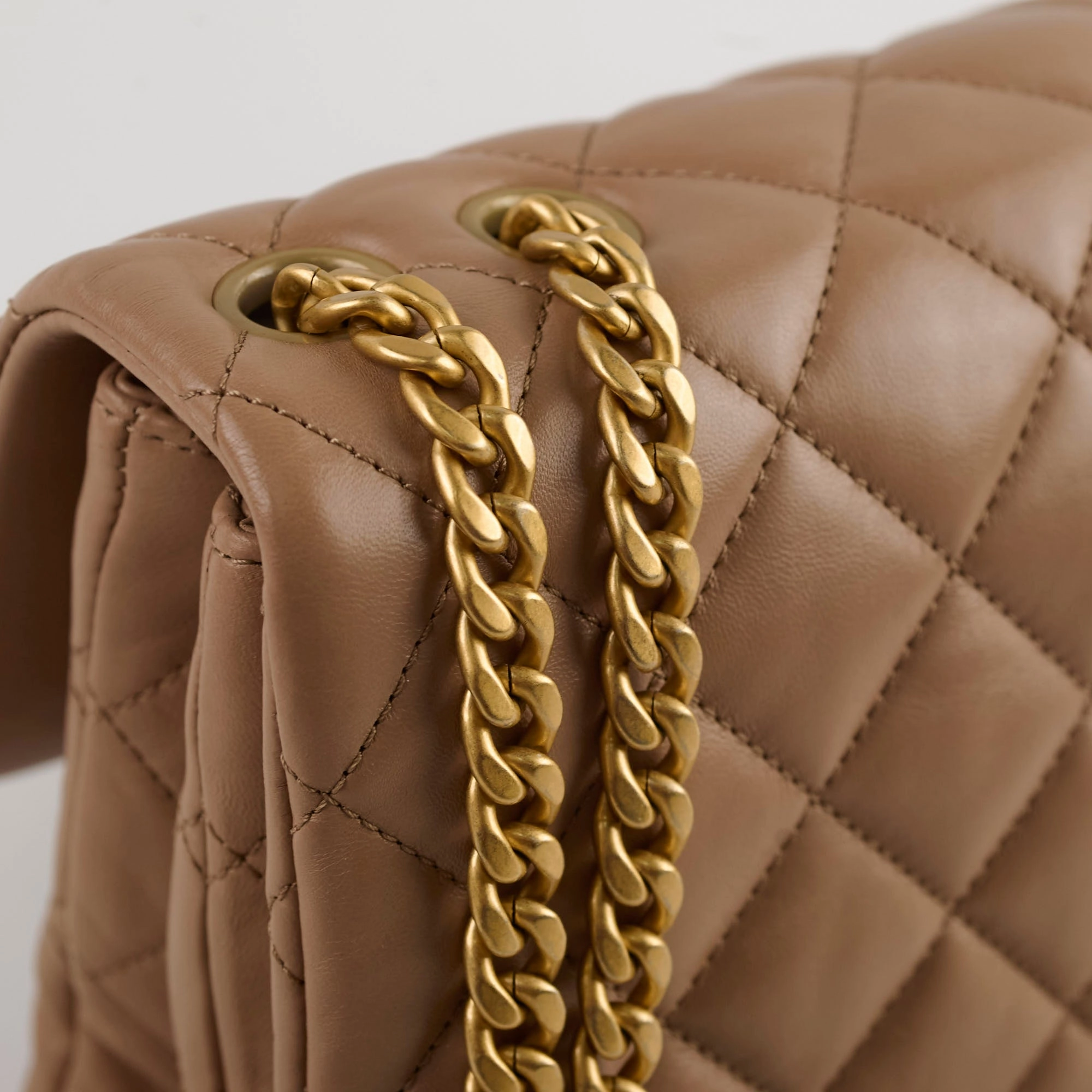 Chanel Dark Beige Flap with Adjustable Chain Lambskin (microchip)