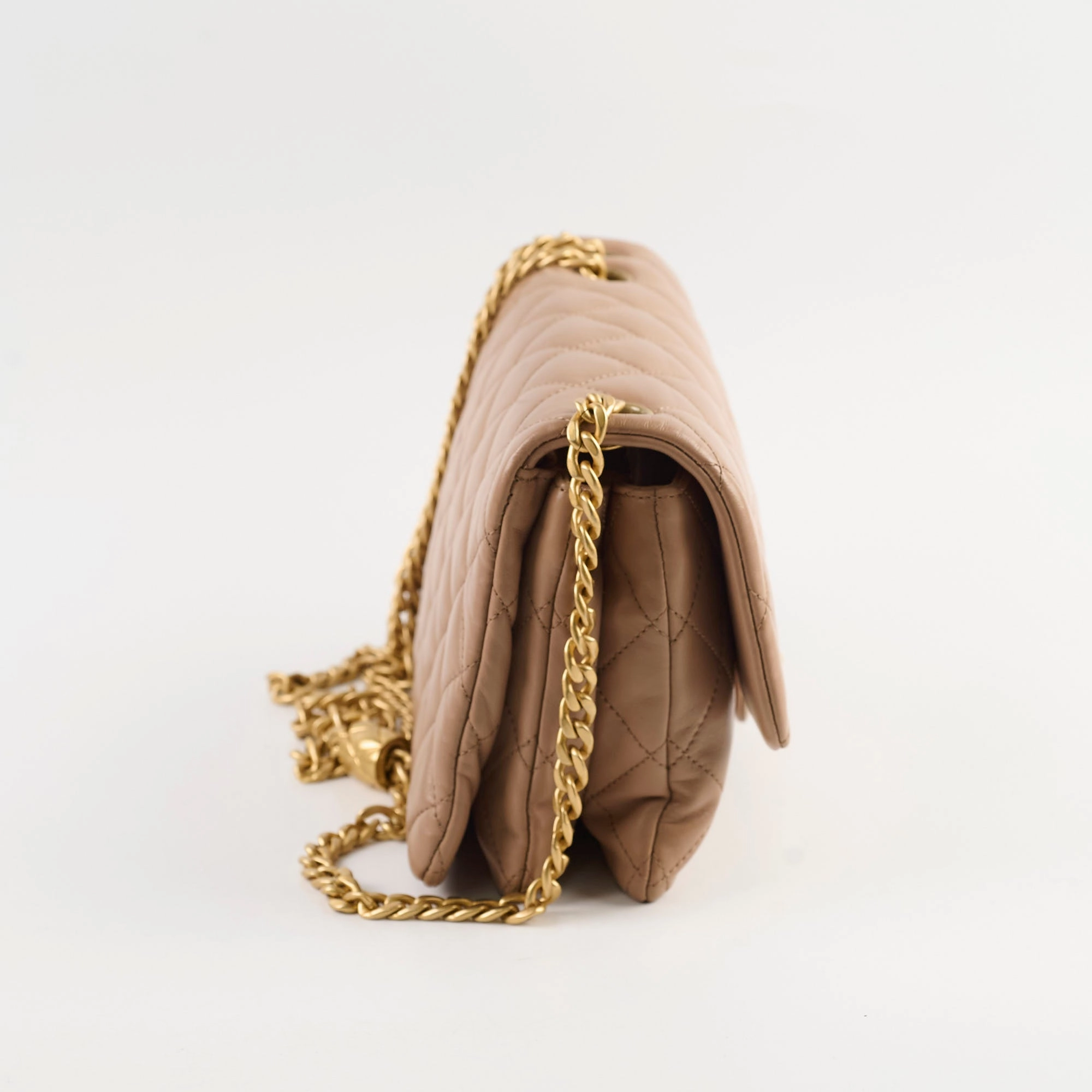 Chanel Dark Beige Flap with Adjustable Chain Lambskin (microchip)