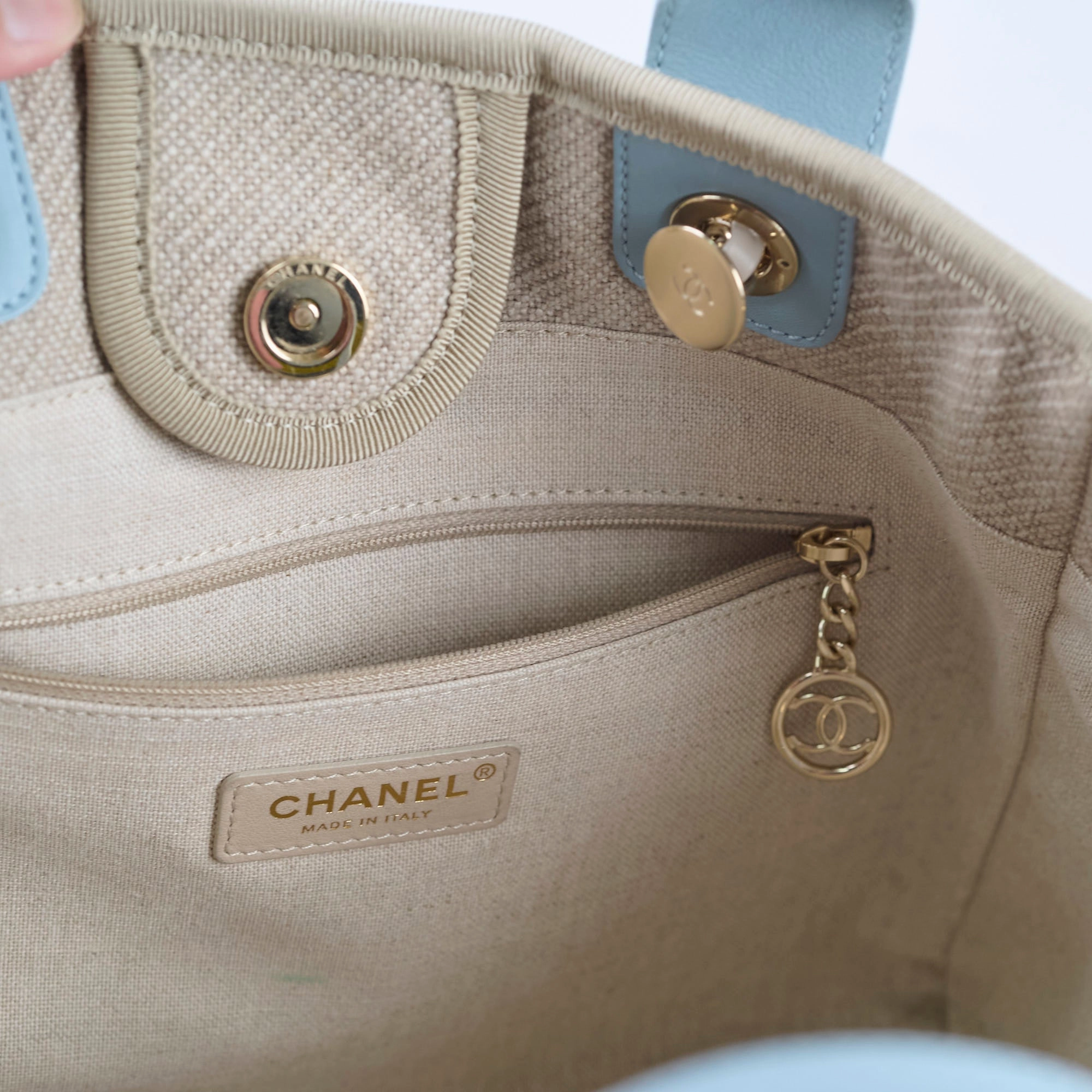 Chanel Deauville Small Beige/Blue Microchip