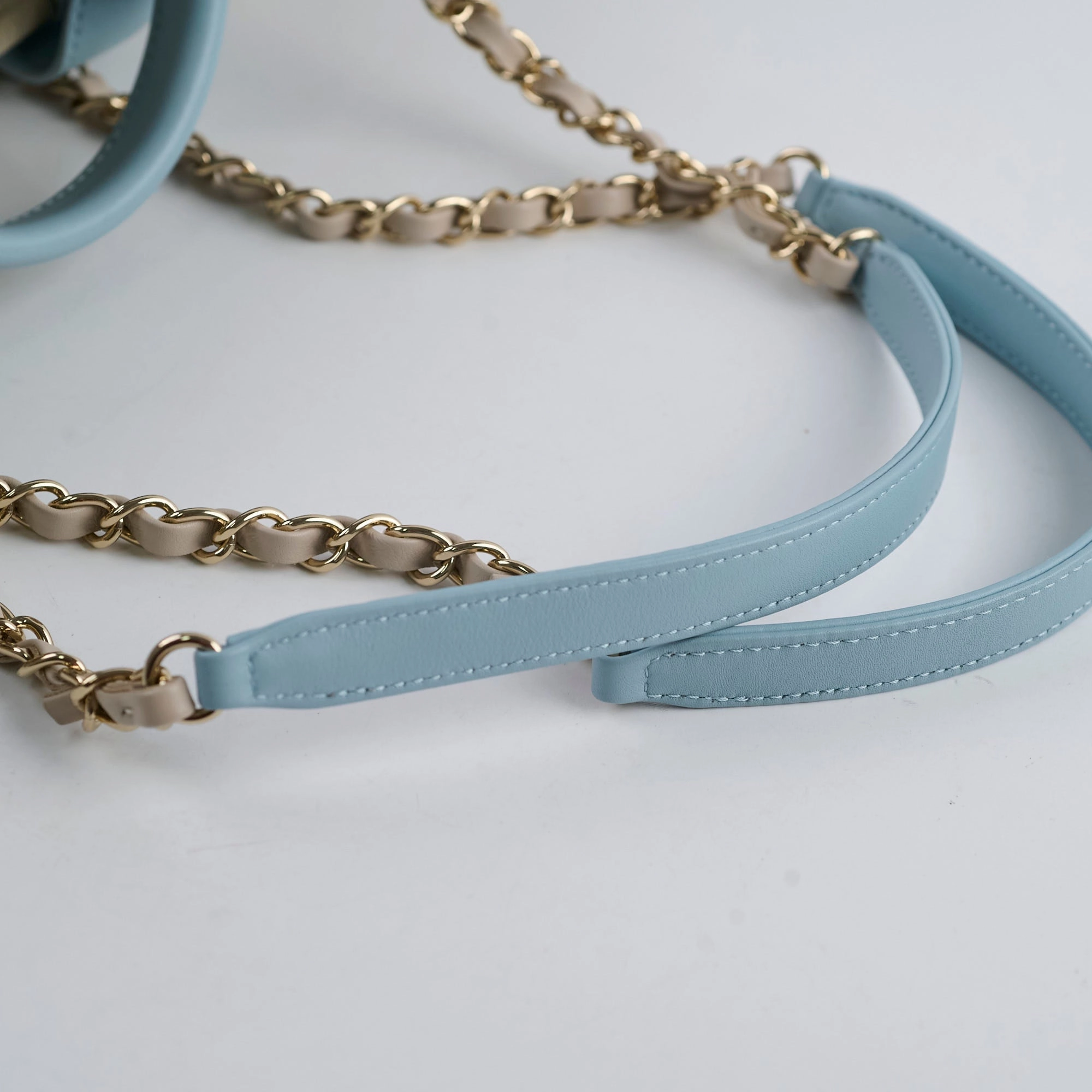 Chanel Deauville Small Beige/Blue Microchip