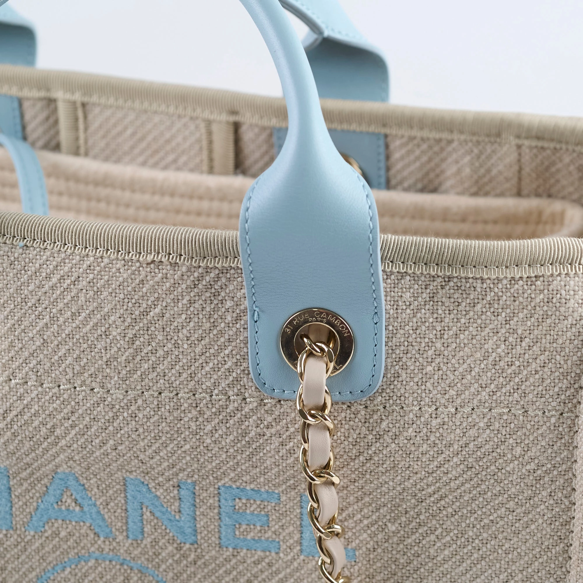 Chanel Deauville Small Beige/Blue Microchip