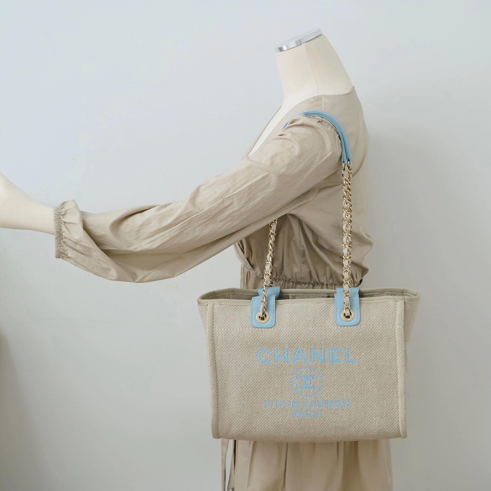 Chanel Deauville Small Beige/Blue Microchip