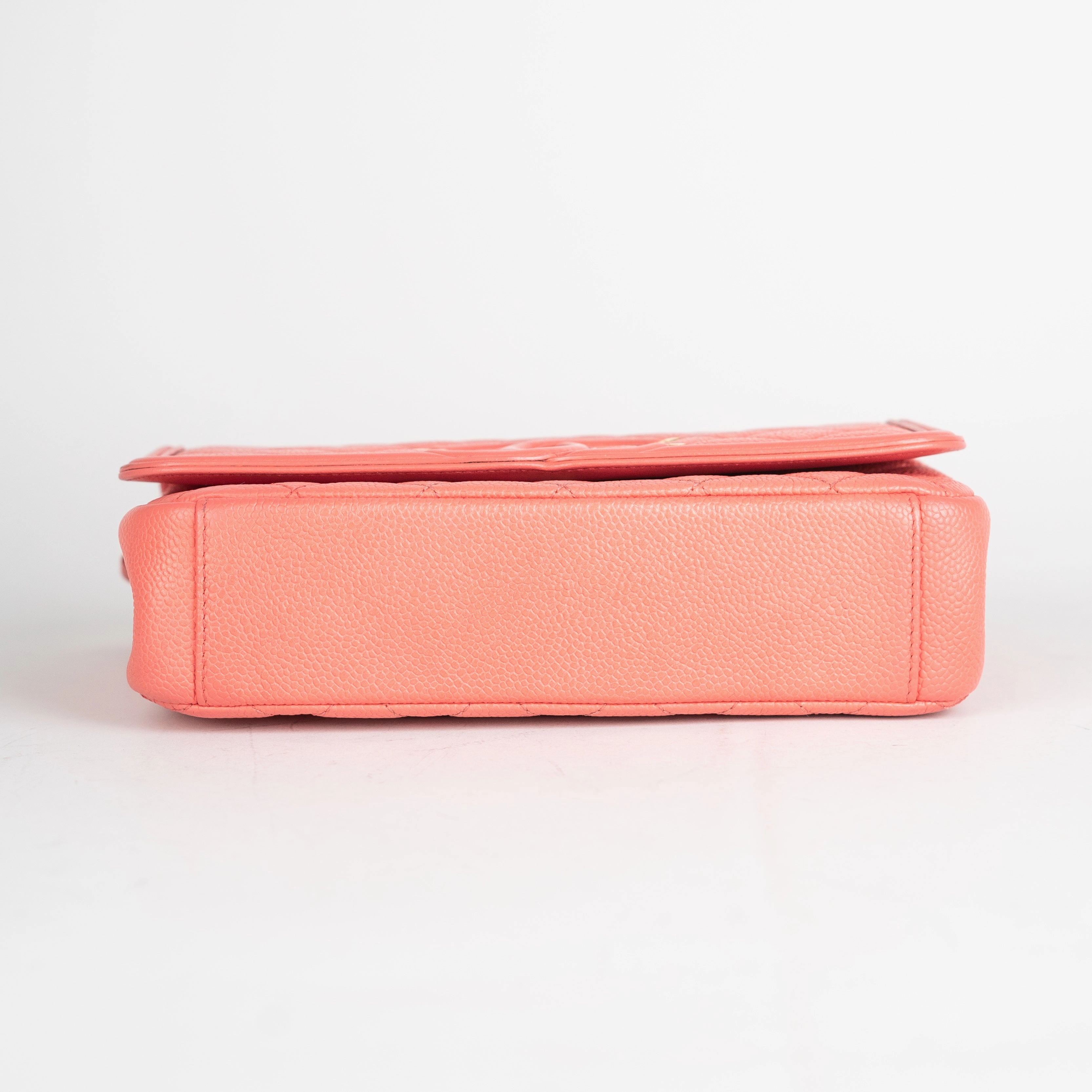 Chanel Filigree Quilted Caviar Small Coral Pink