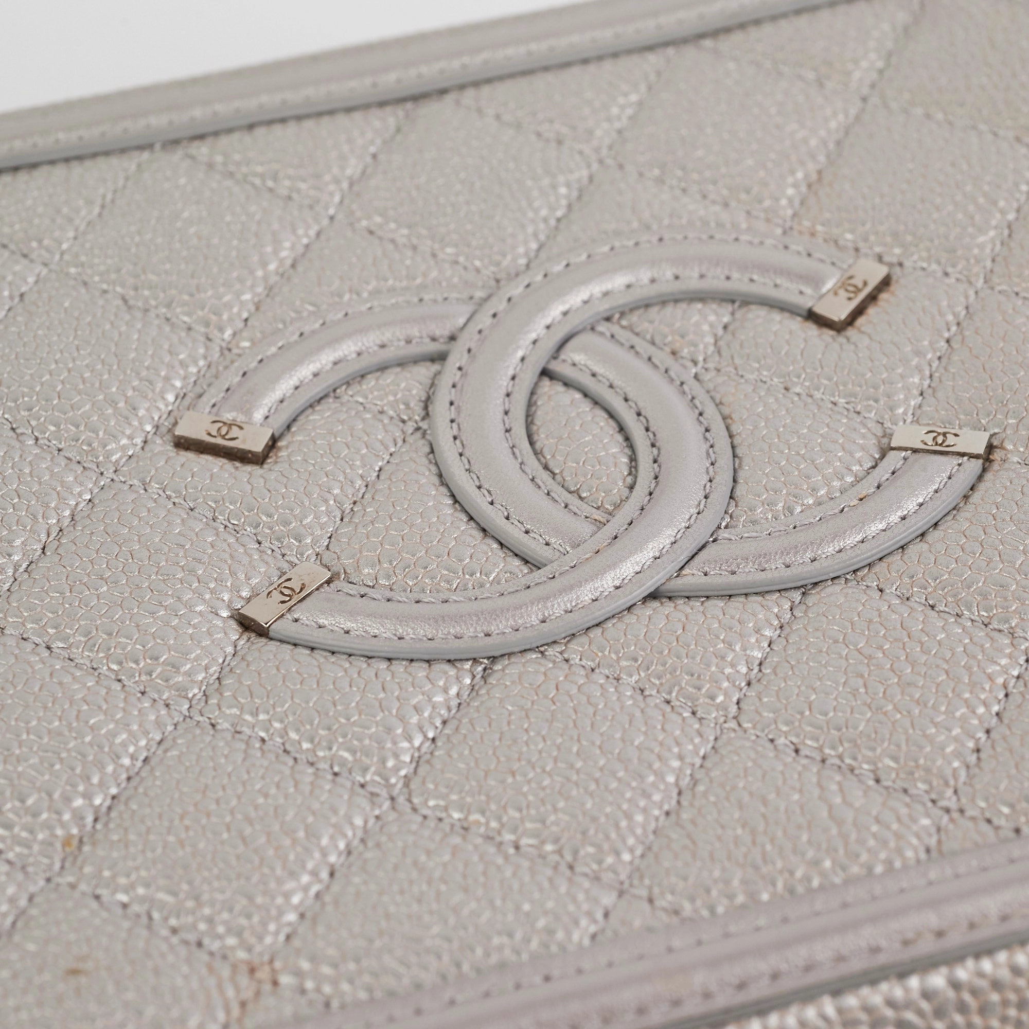 Chanel Filigree Silver Caviar Medium Vanity