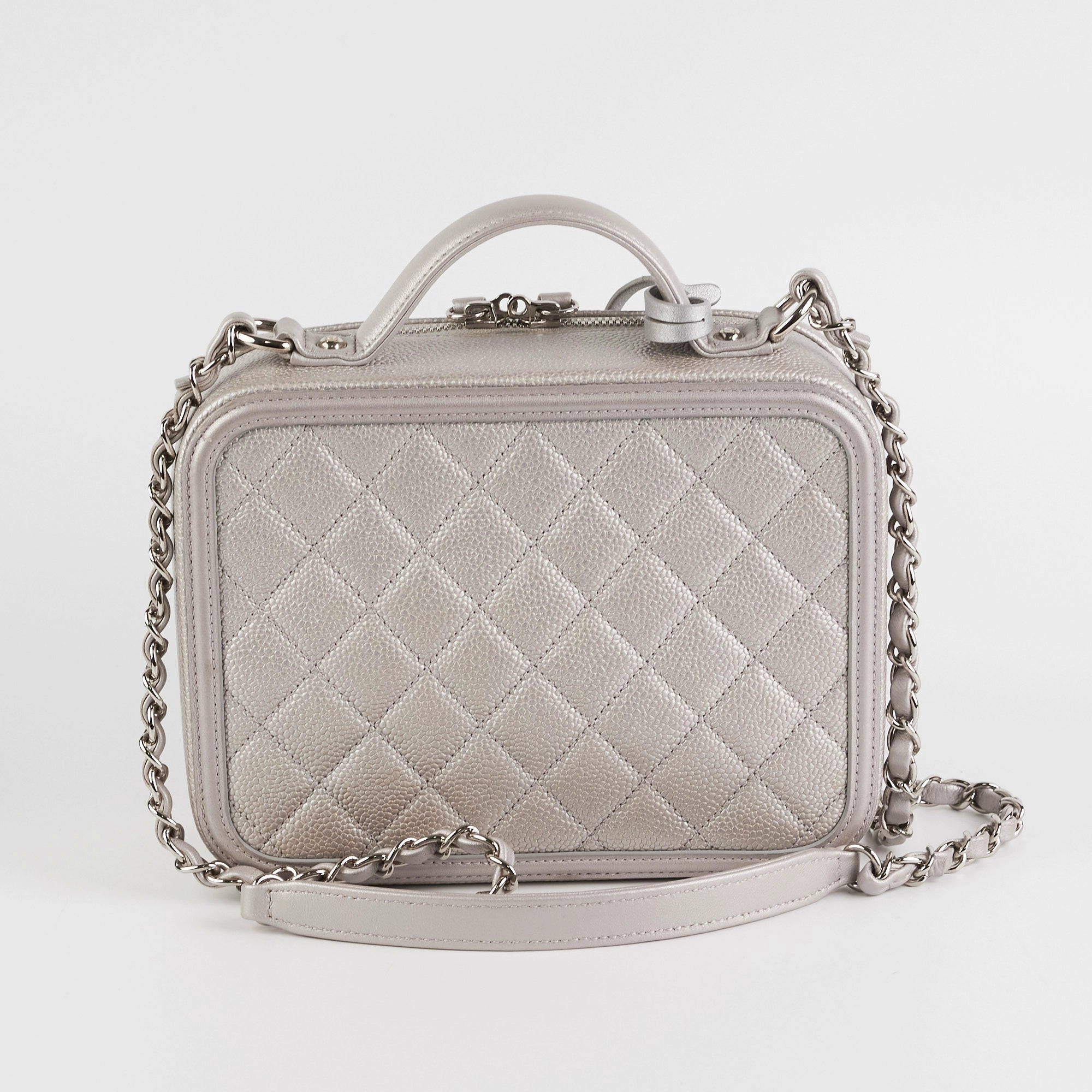 Chanel Filigree Silver Caviar Medium Vanity