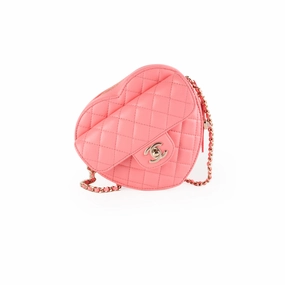 Chanel Heart Bag Large Lambskin Pink (Microchipped)