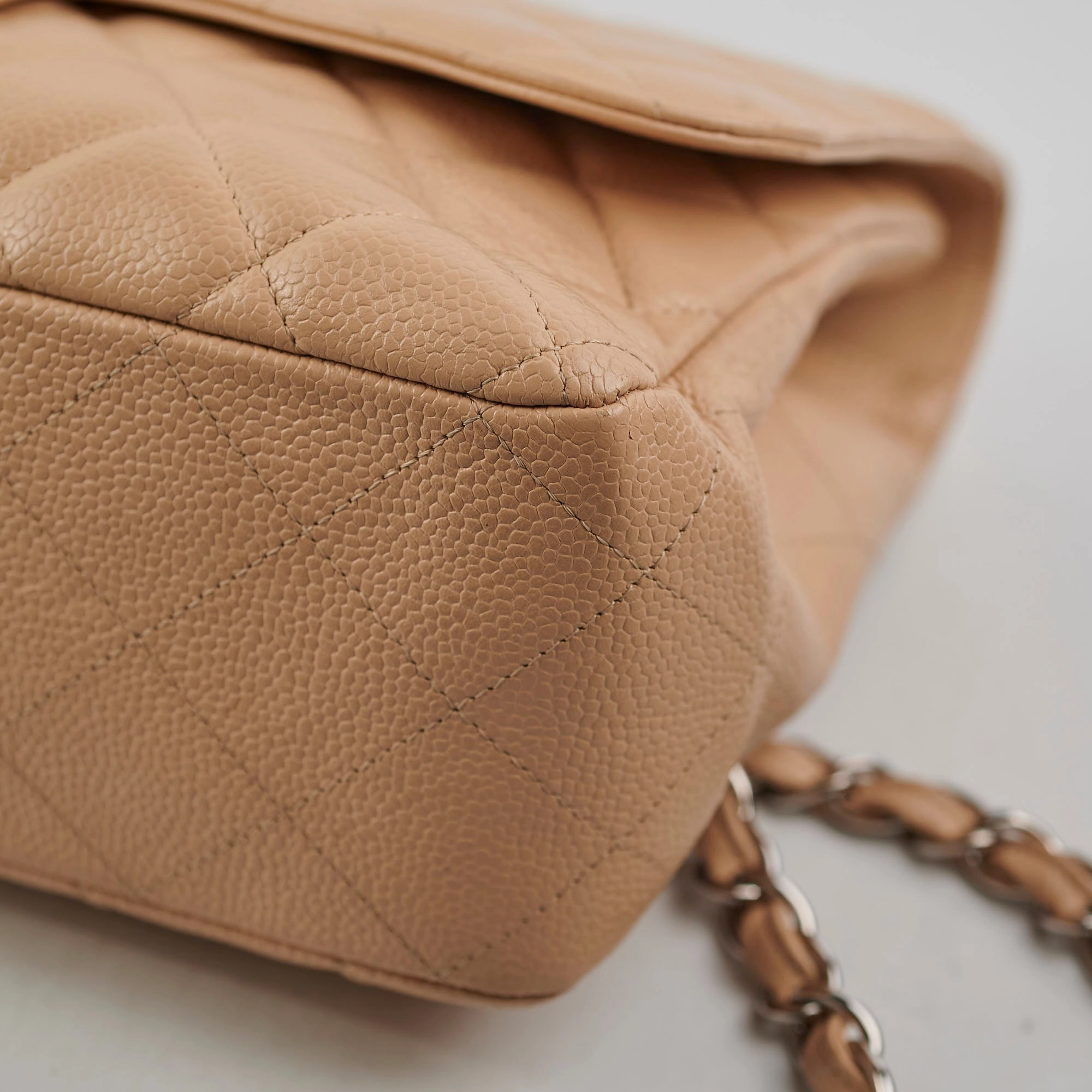 Chanel Jumbo Single Flap Caviar Beige - Series 13