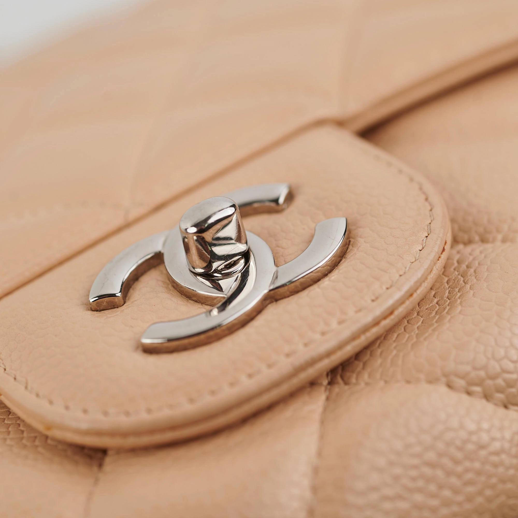 Chanel Jumbo Single Flap Caviar Beige - Series 13