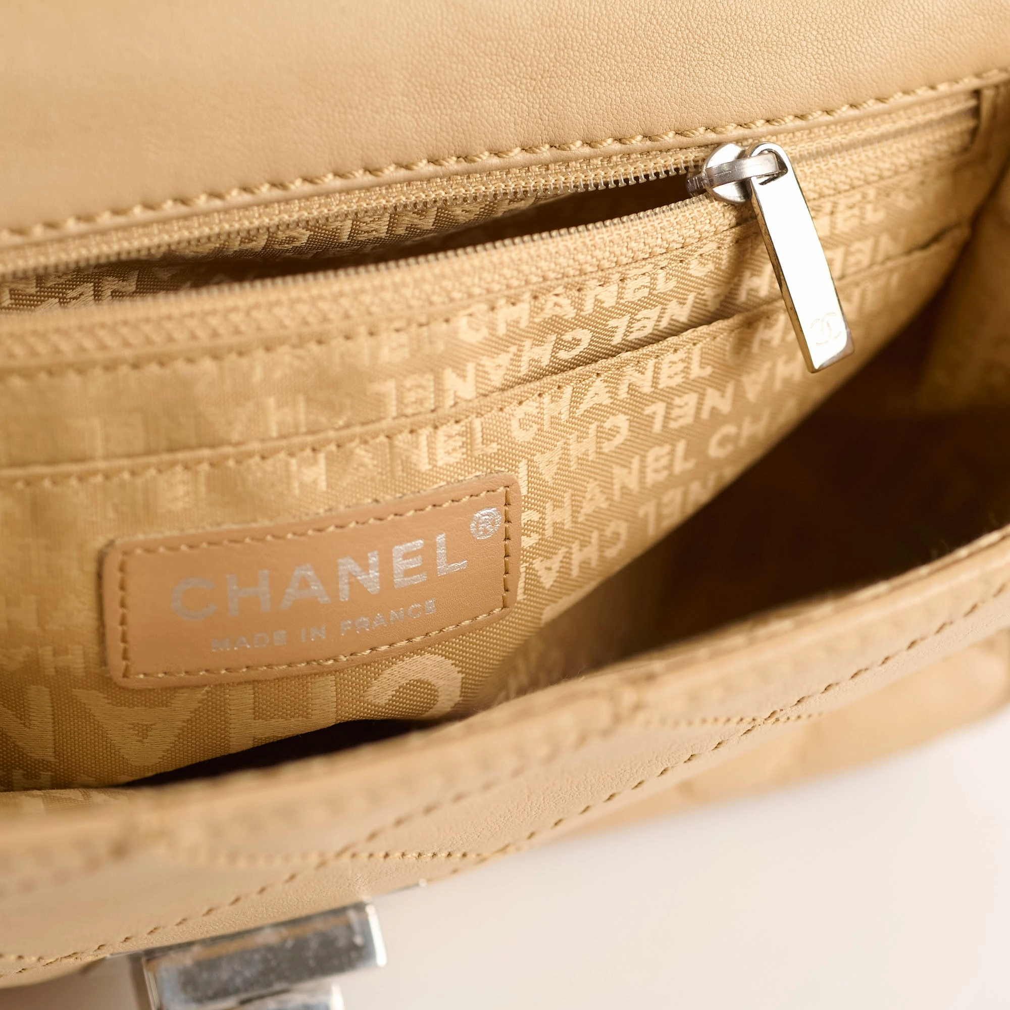 Chanel Lambskin Flap Bag Beige
