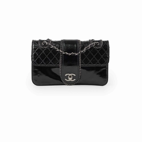 Chanel Madison Patent Shoulder Bag Black