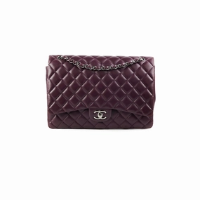Chanel Maxi Lambskin Jumbo Dark Purple