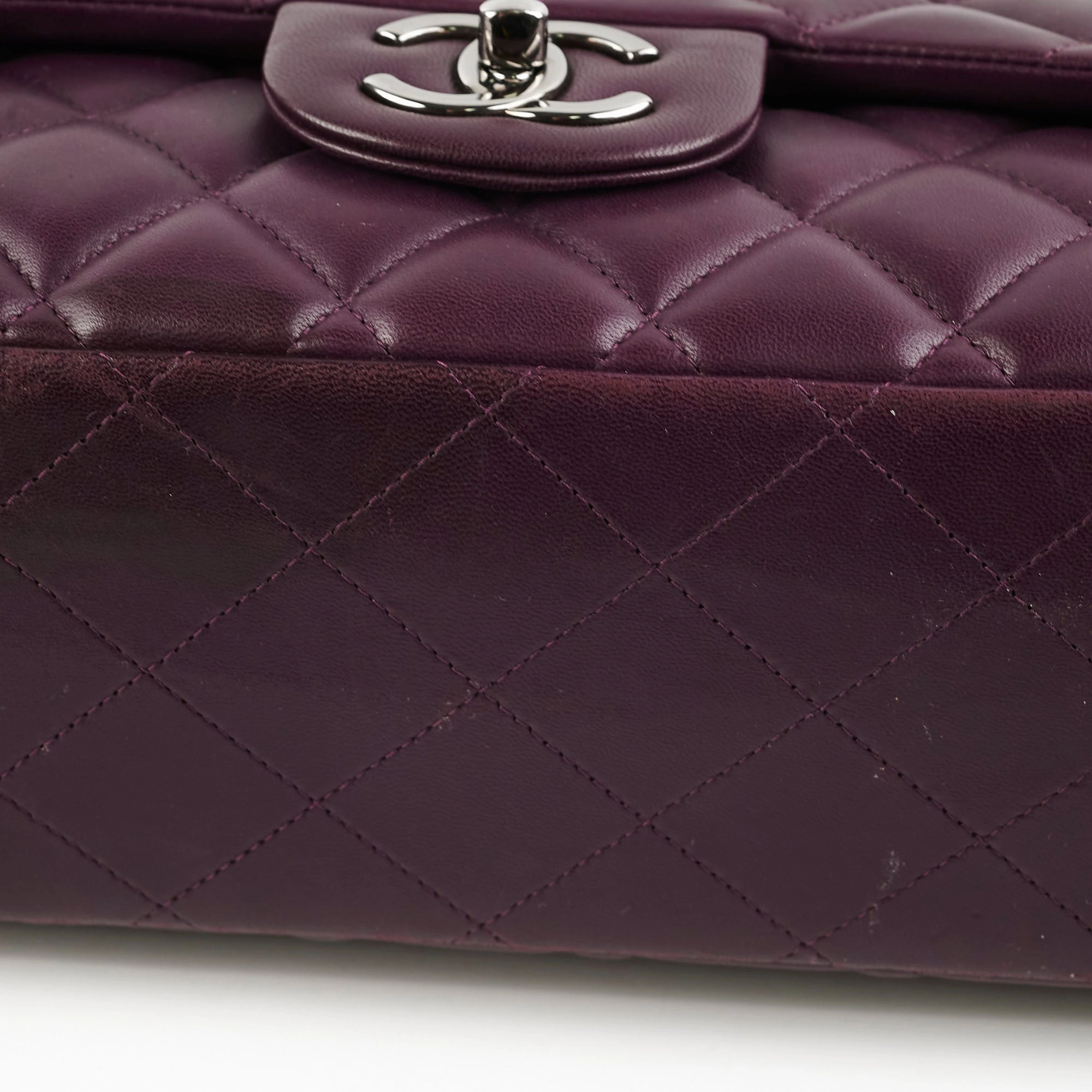 Chanel Maxi Lambskin Jumbo Dark Purple