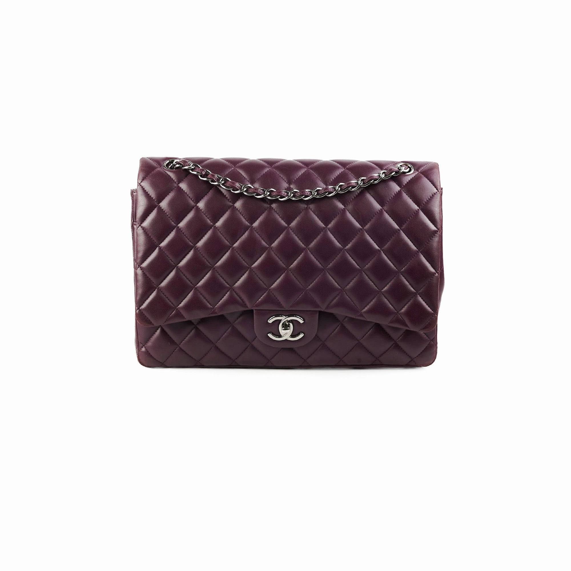 Chanel Maxi Lambskin Jumbo Dark Purple