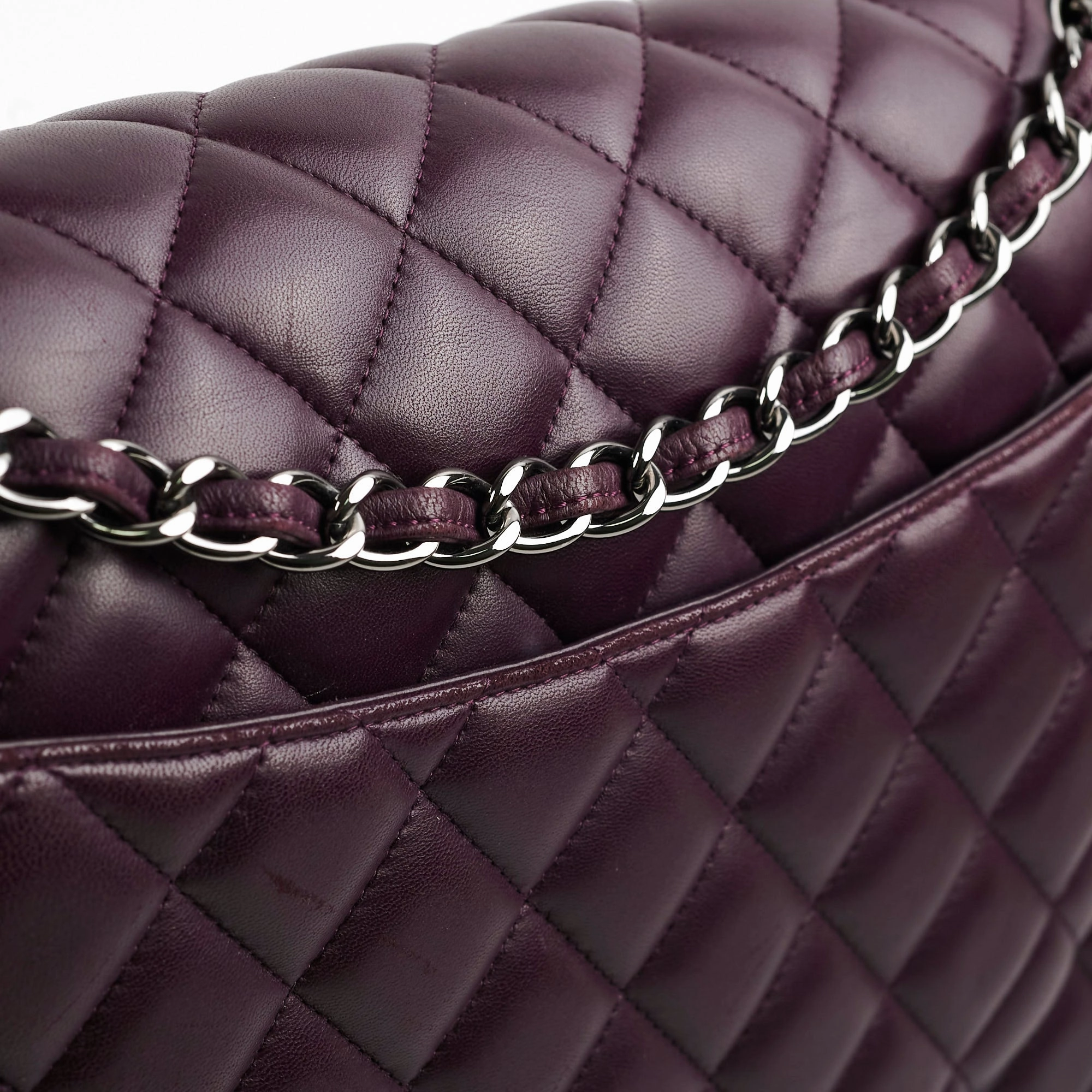 Chanel Maxi Lambskin Jumbo Dark Purple