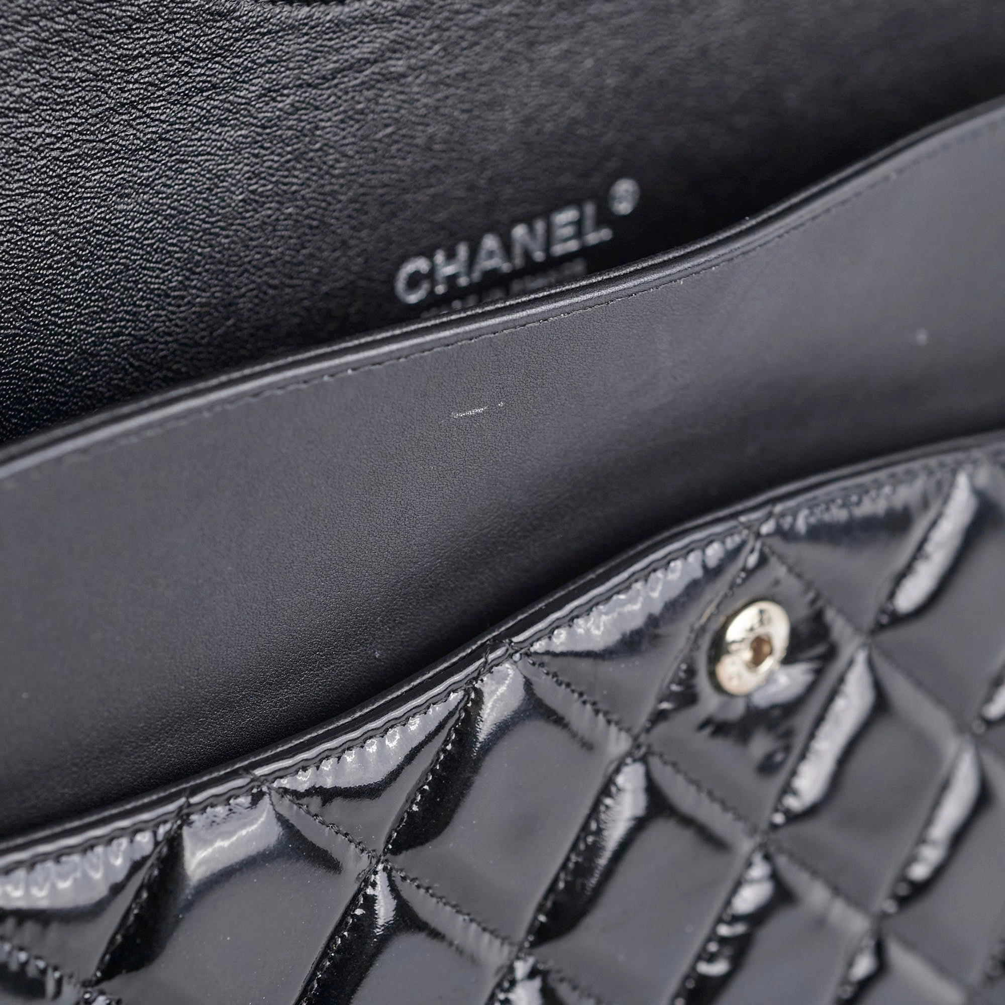 Chanel Maxi Patent Flap Black 20 Series