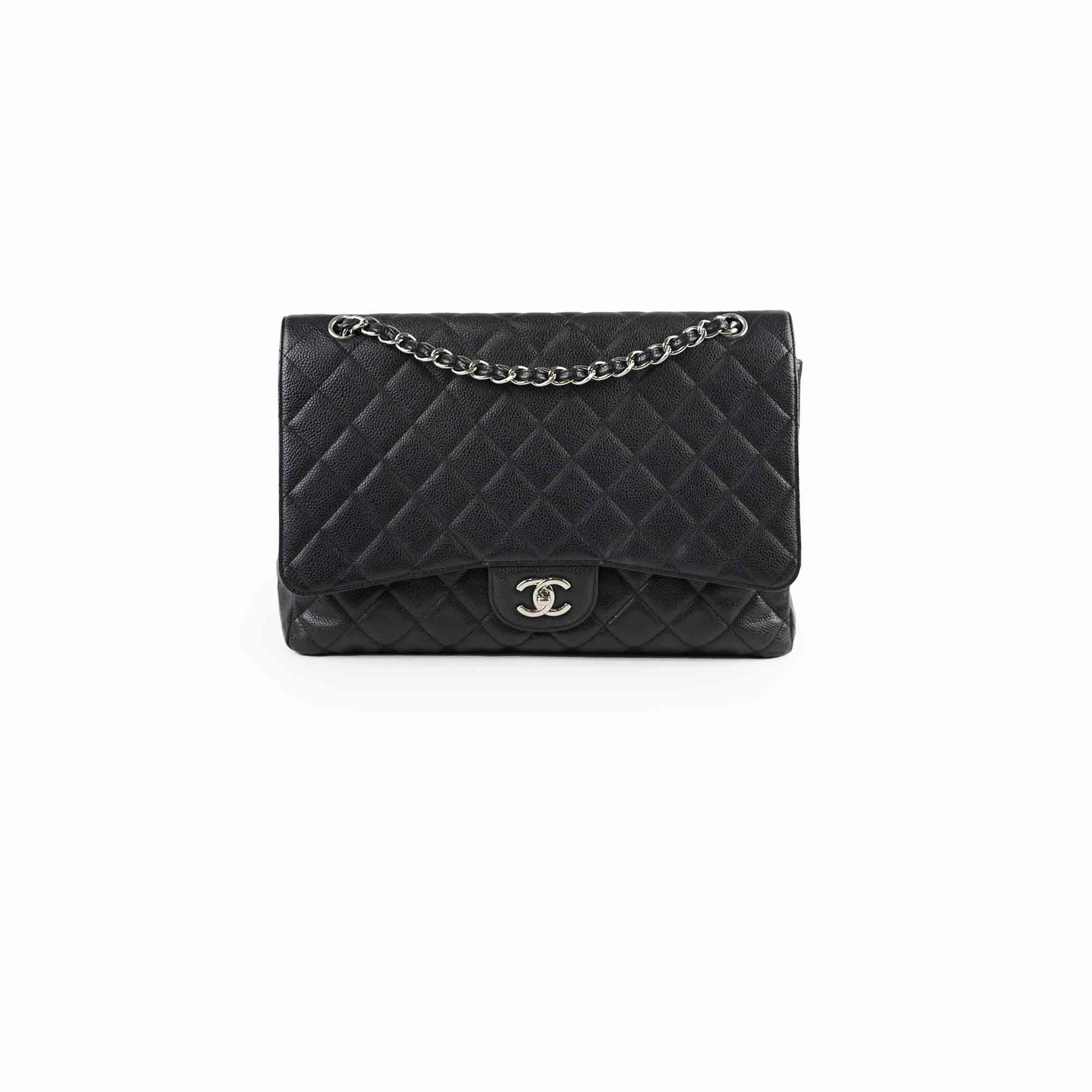 Chanel Maxi Single Flap Black Caviar SHW