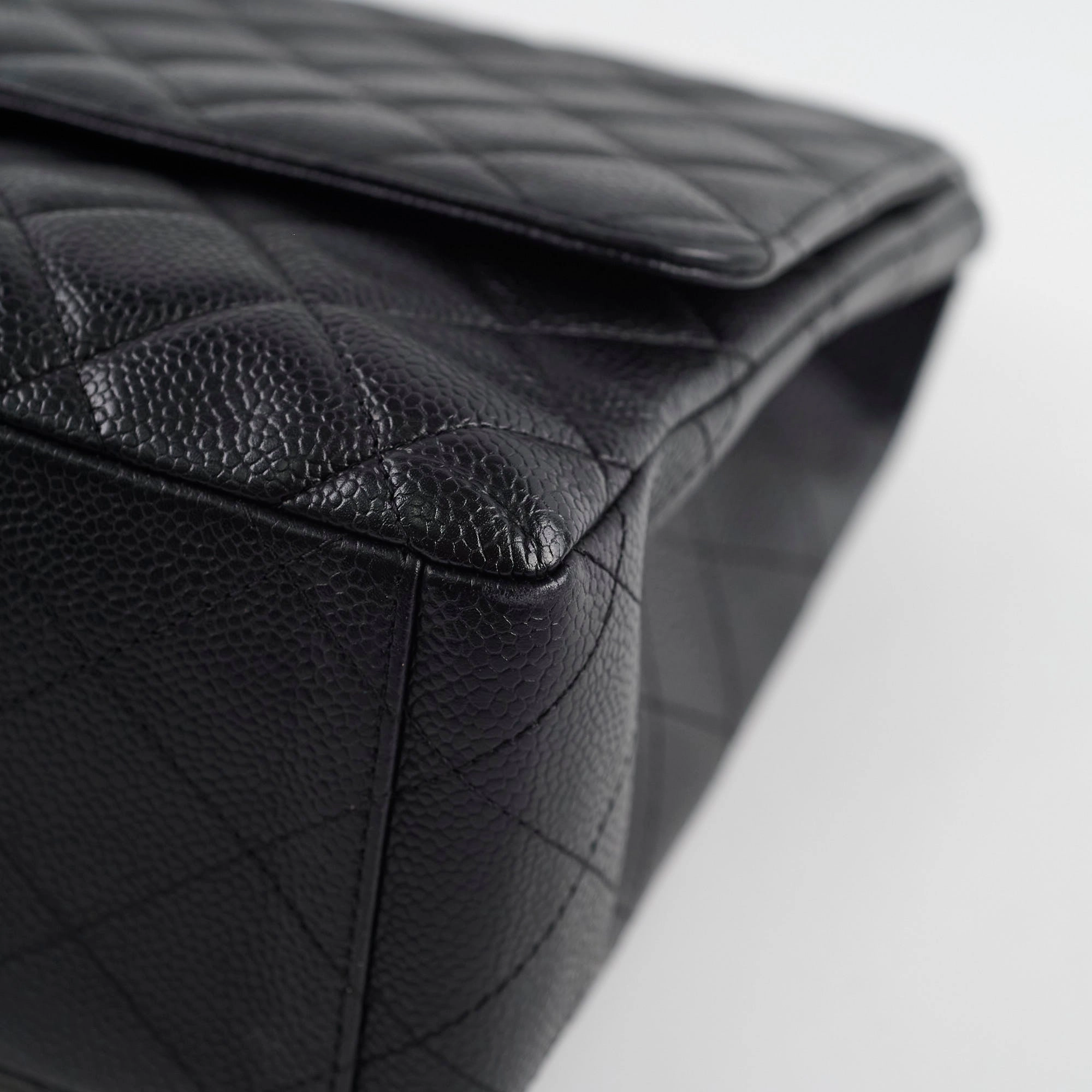 Chanel Maxi Single Flap Black Caviar SHW
