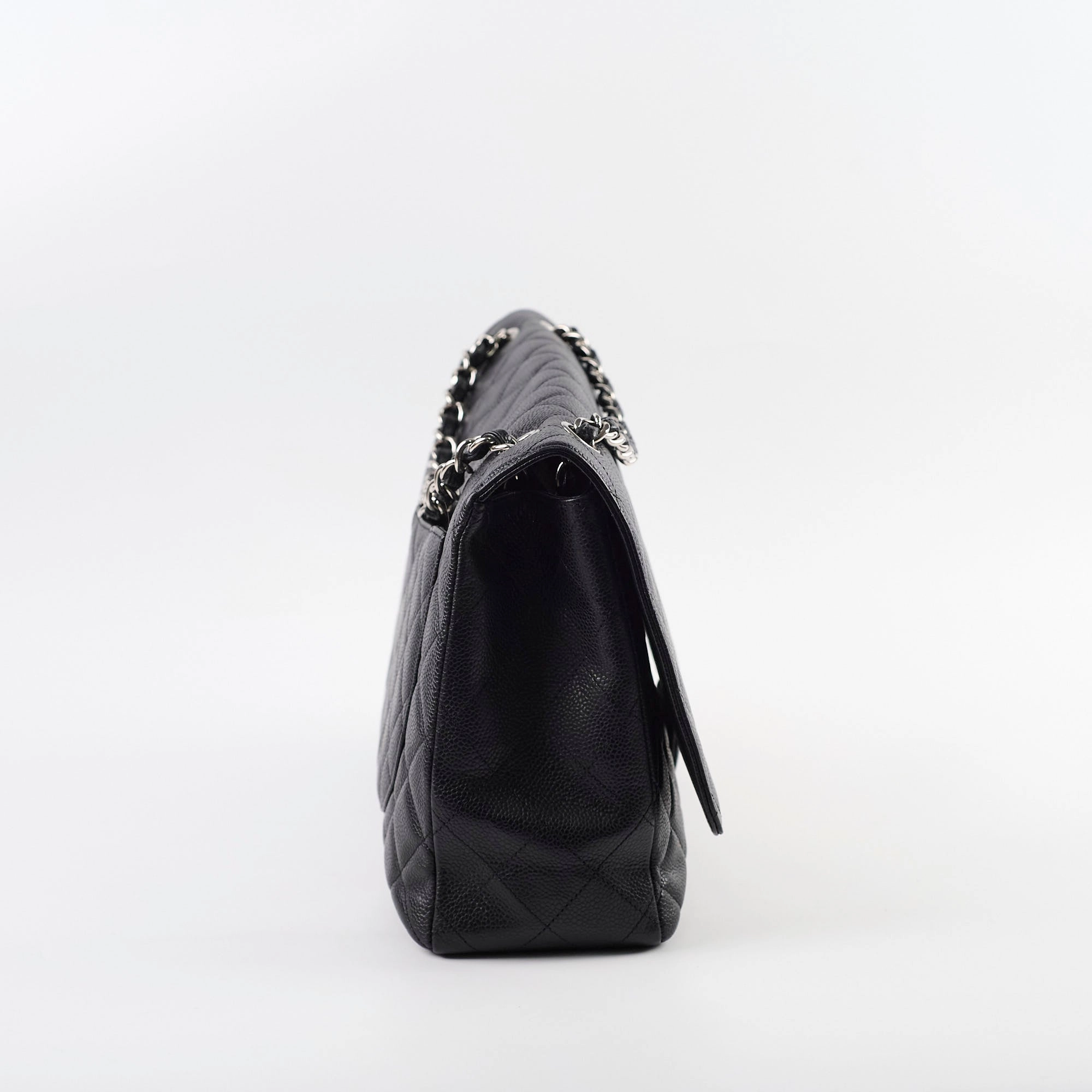 Chanel Maxi Single Flap Black Caviar SHW