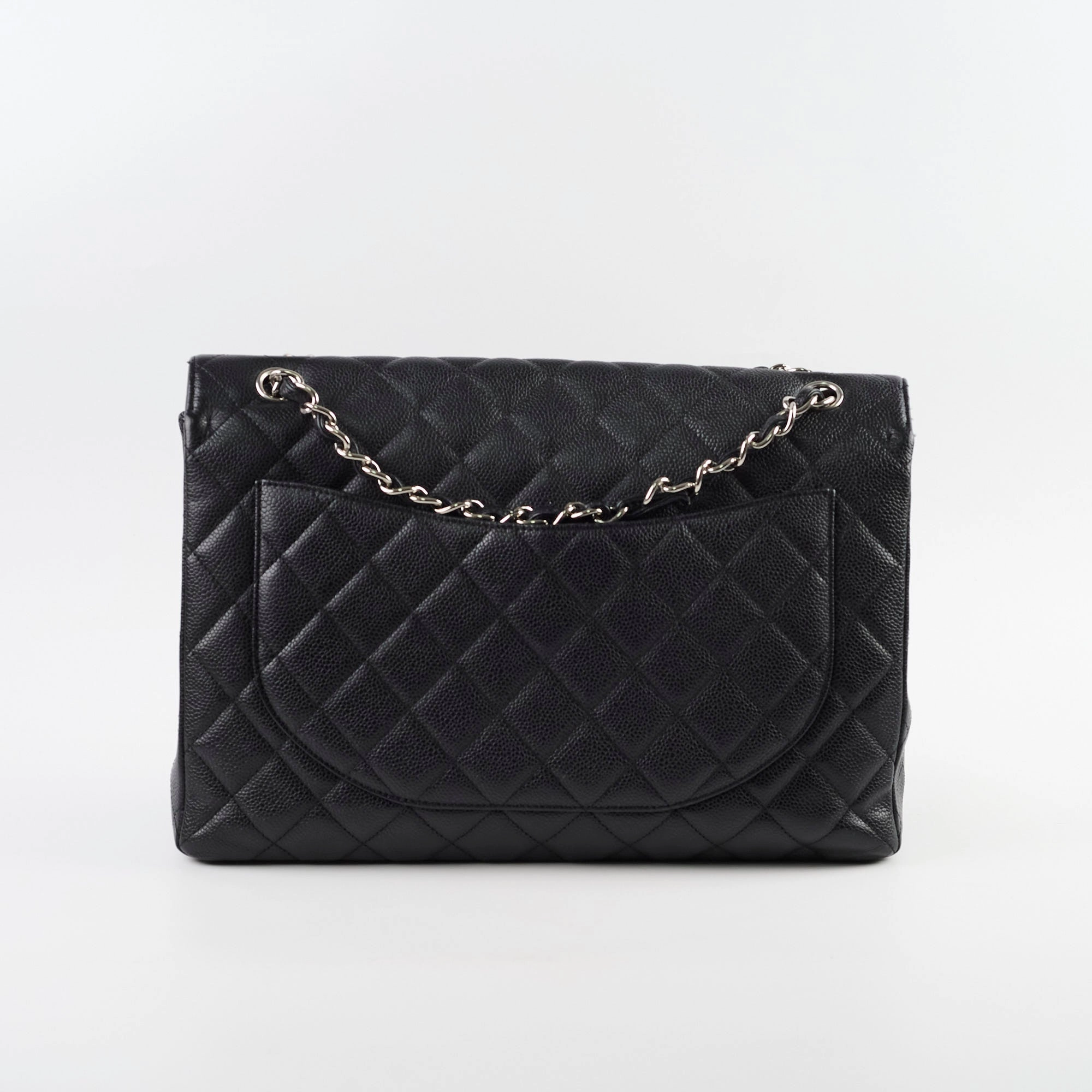 Chanel Maxi Single Flap Black Caviar SHW