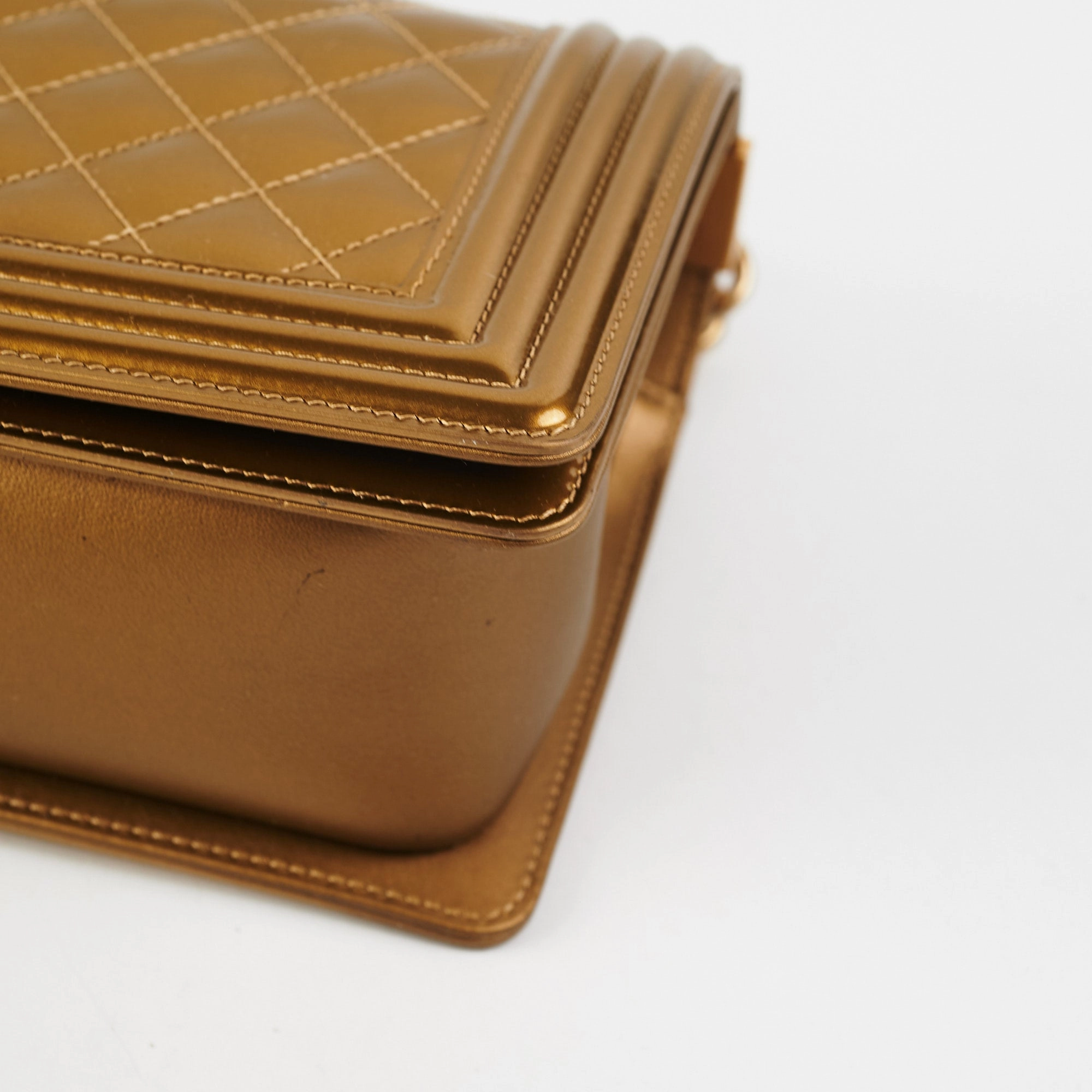 Chanel Medium Boy Patent Gold